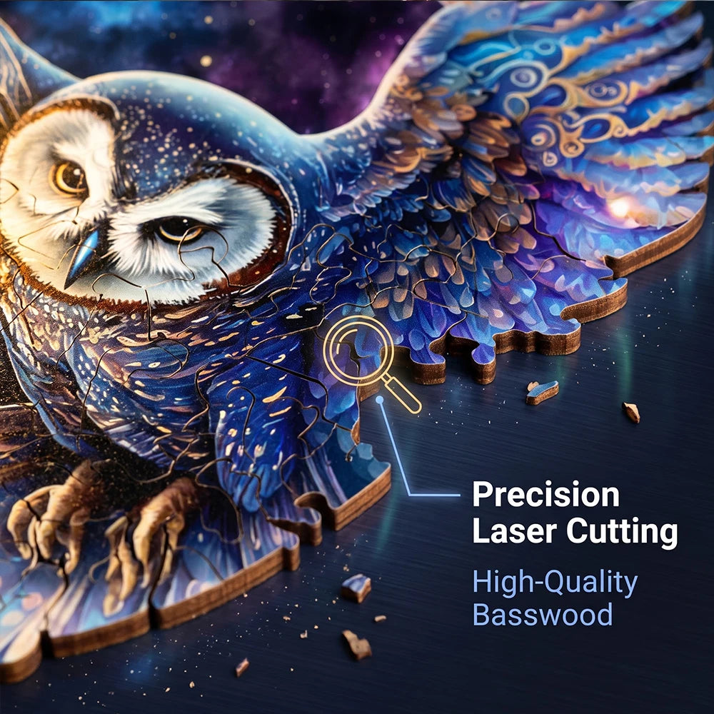 Supretty Mystical Galaxy Owl Wooden Jigsaw Puzzle for Home Decor