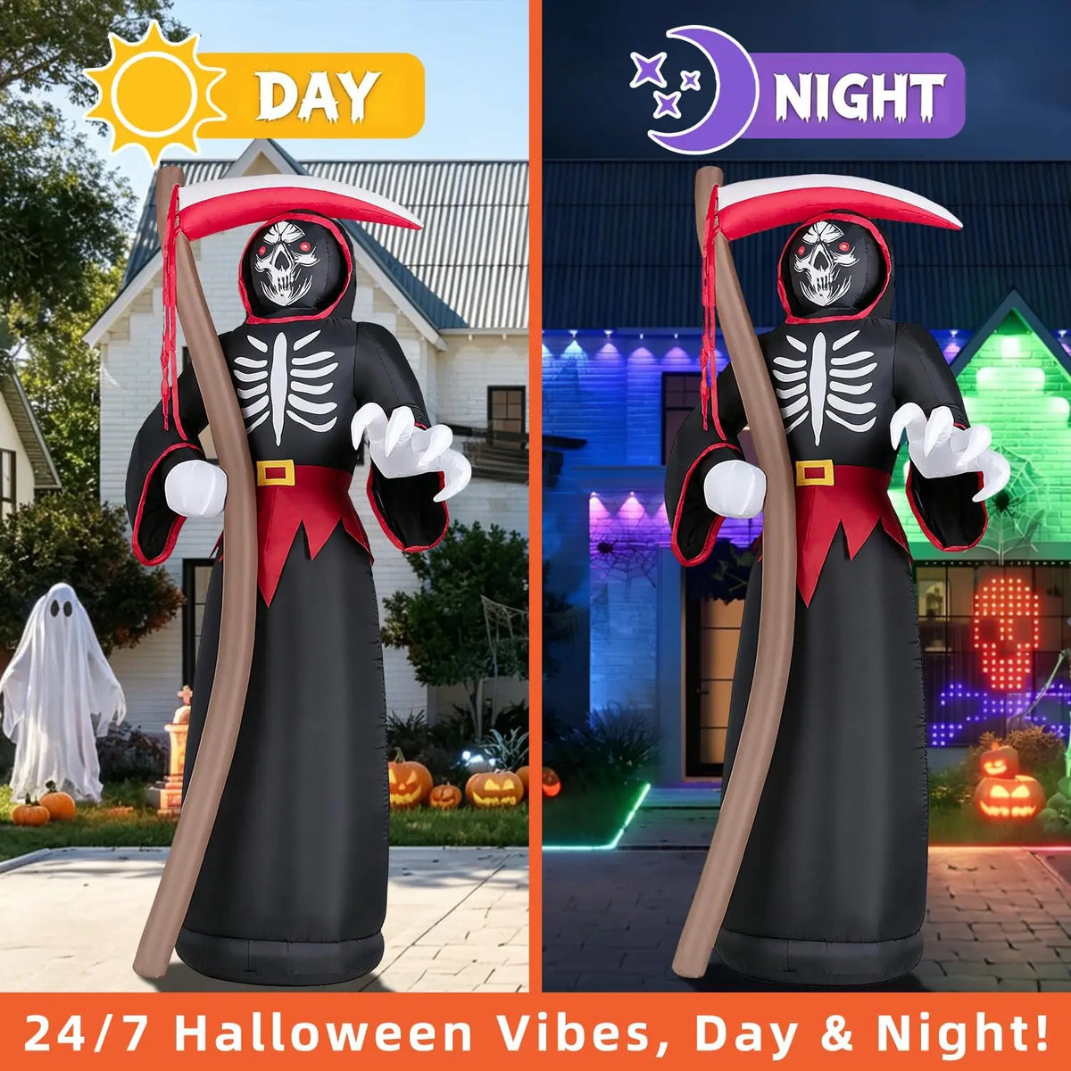 Giant 8FT High Concerned Halloween Outdoor Grim Reaper Yard Inflation