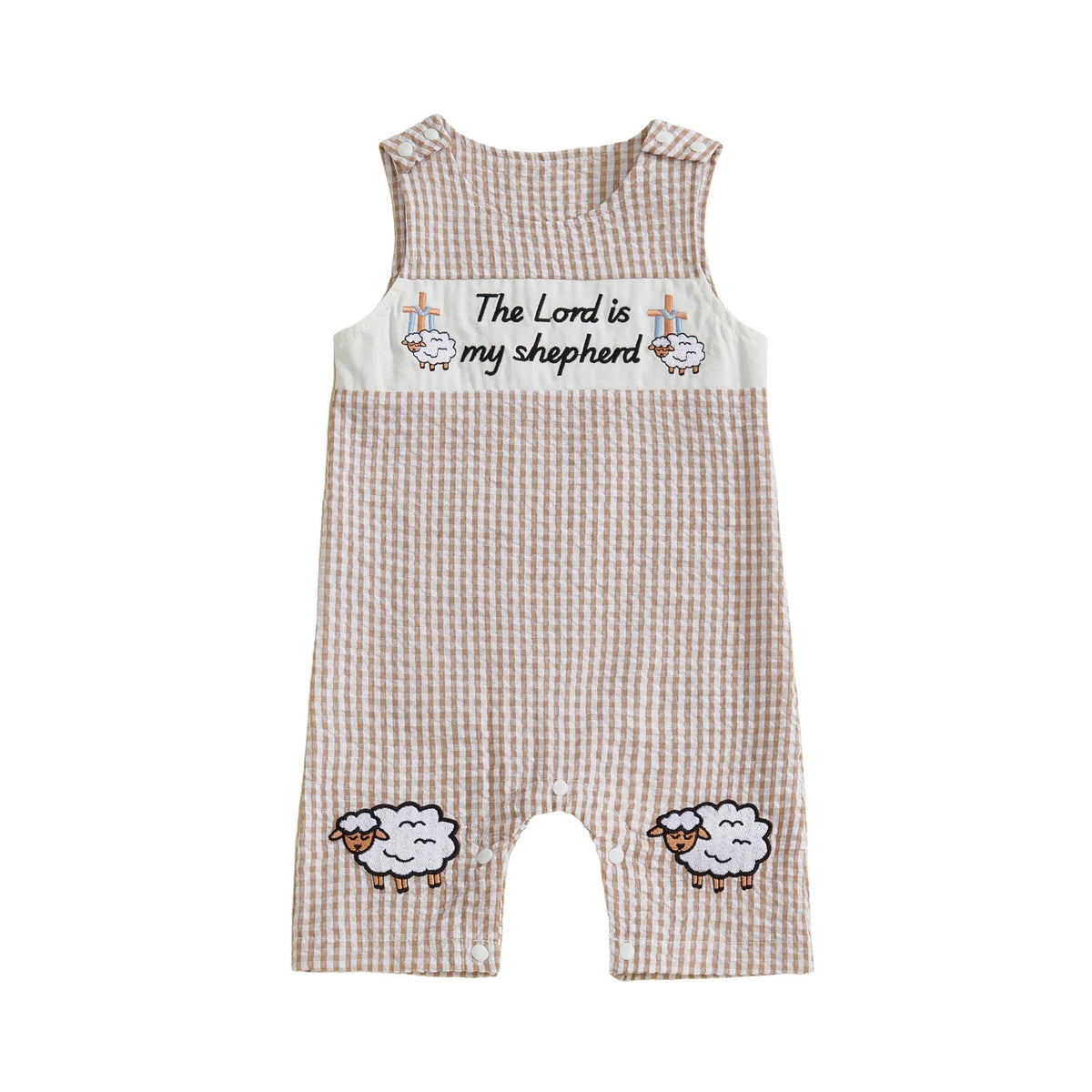 Soft Cotton Embroidered Baby Romper Button Up Summer Jumpsuit