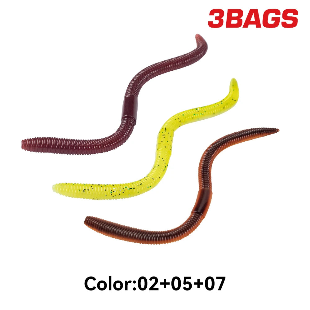 Kingdom Earthworm Sinking Soft Fishing Lures For Bass
