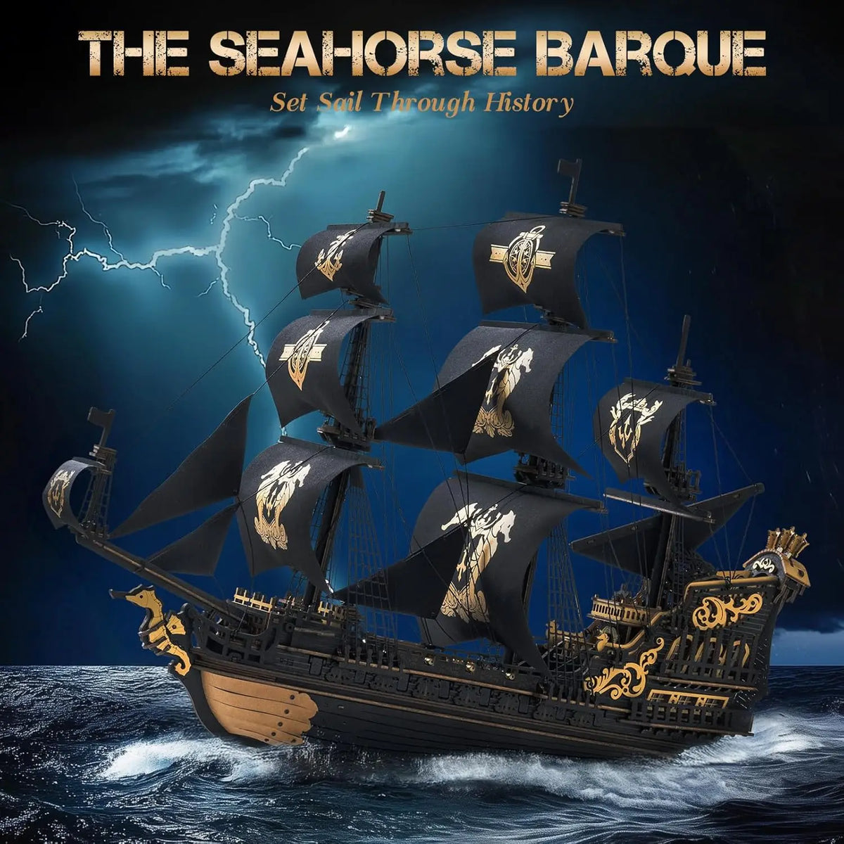 Robotime 3D Wooden Seahouse Barque Model Building Kit