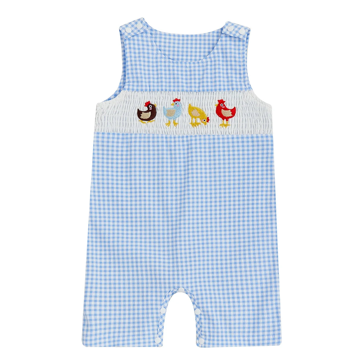 Soft Cotton Embroidered Baby Romper Button Up Summer Jumpsuit