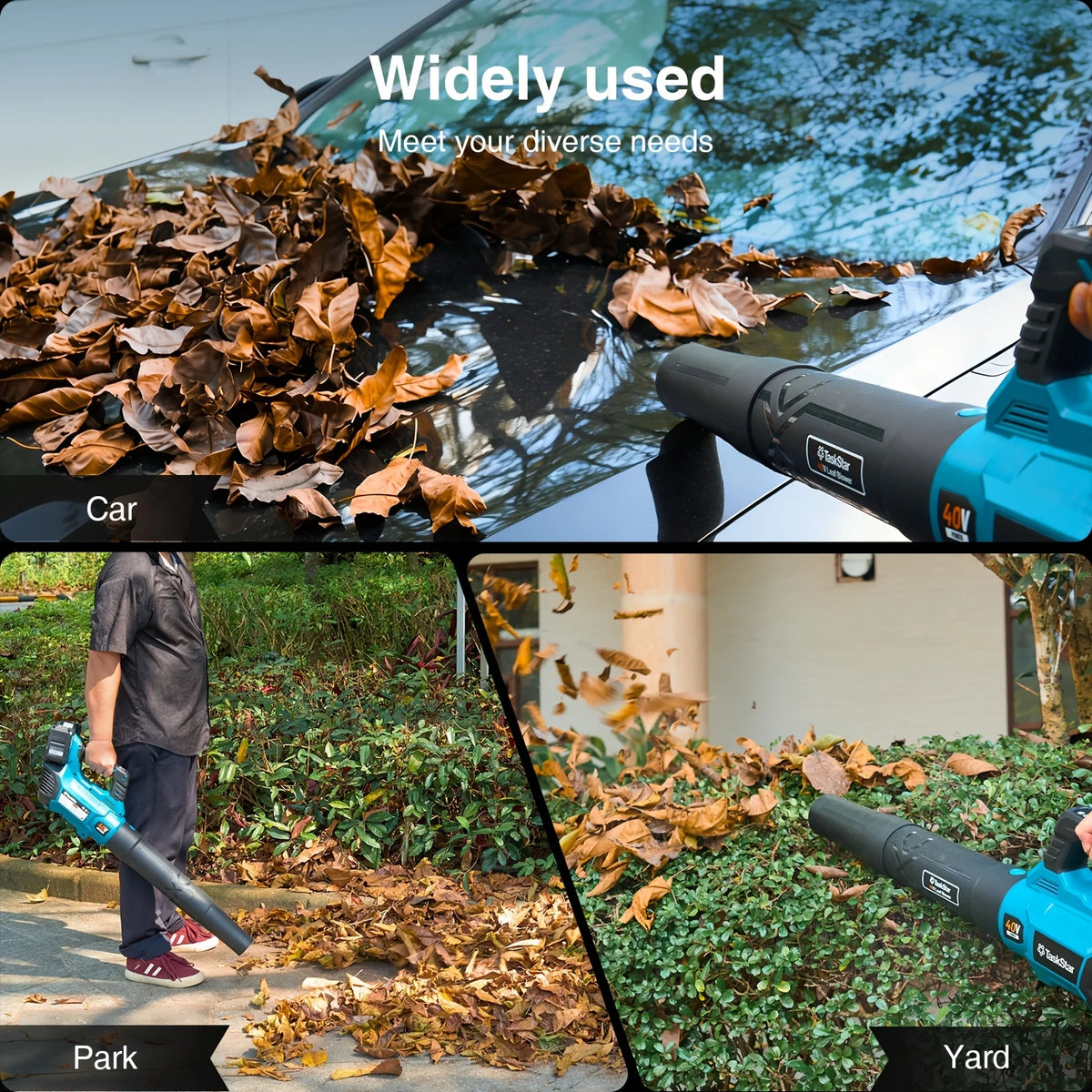 TaskStar 40V Cordless Leaf Blower Brushed Motor 2x4.0Ah Batteries