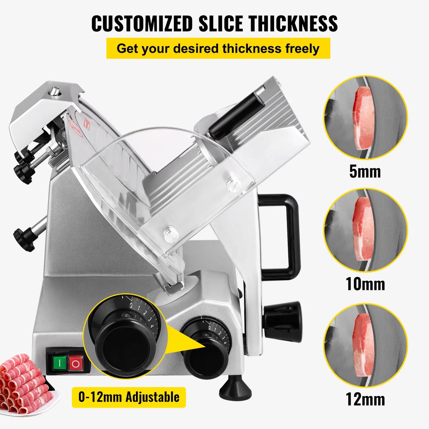 Succebuy Adjustable Electric Meat Slicer With Carbon Steel Blade