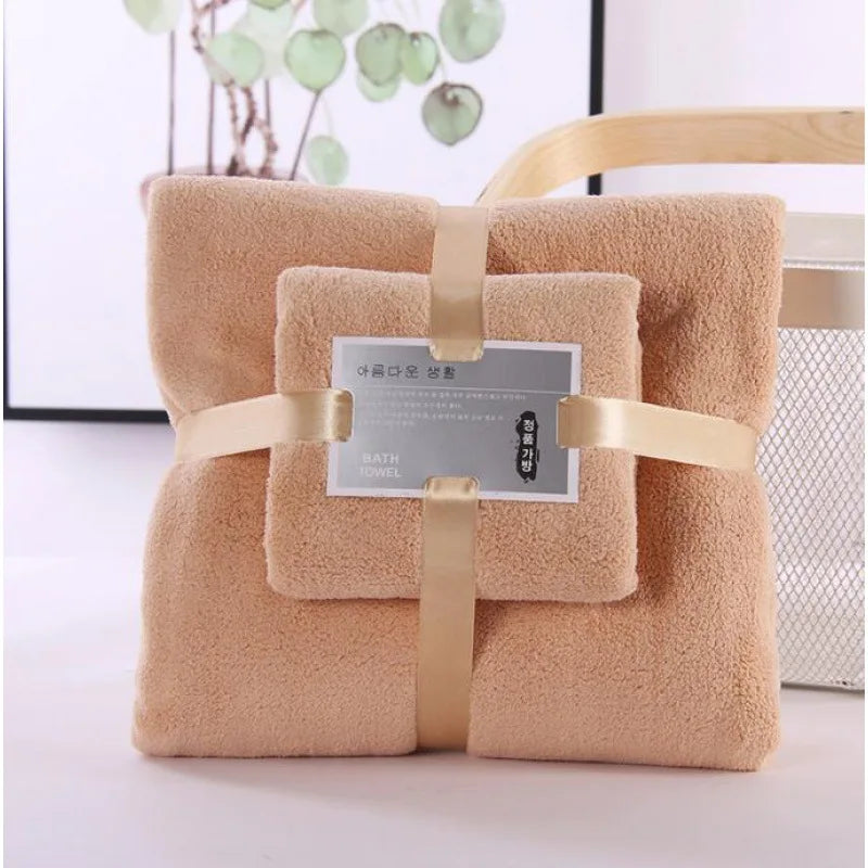 Super Soft Coral Velvet Bath Towel Set Quick Drying And Absorbent
