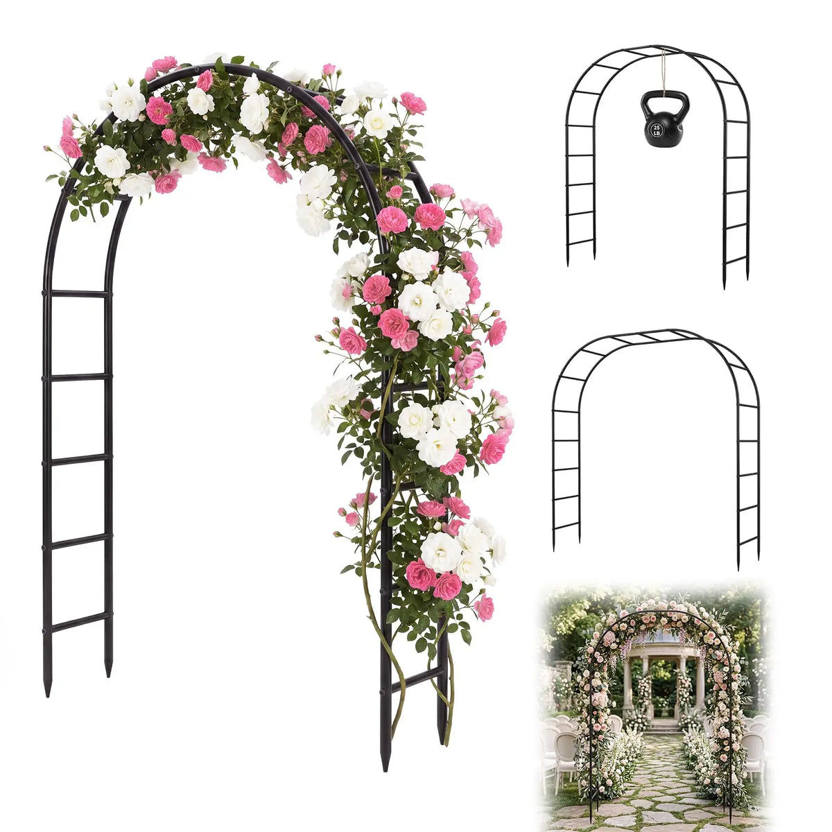 HiMISS Heavy Duty Steel Garden Arbor Trellis for Climbing Plants