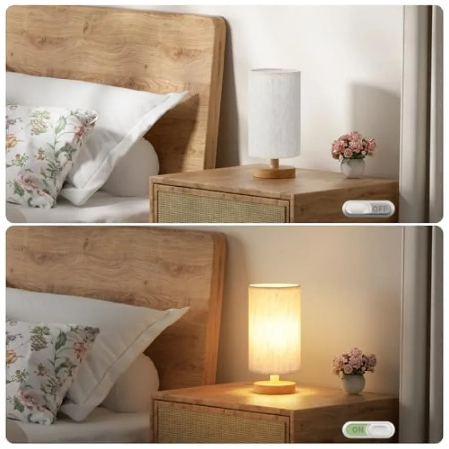 Small Bedroom Table Lamp With Inline Control 3000K LED Bulb