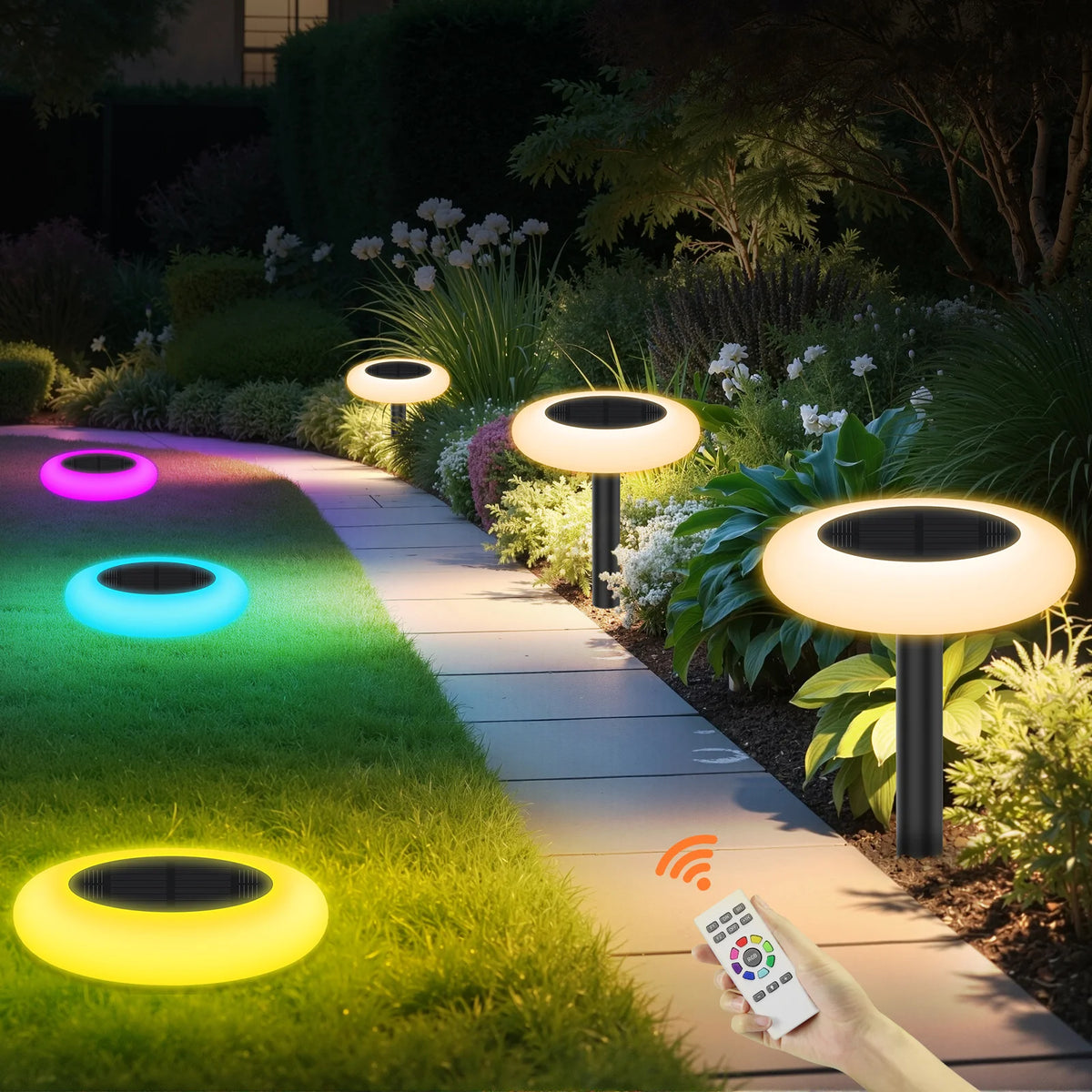 Intelamp Outdoor Solar Garden Pathway Lights Led Dusk To Dawn