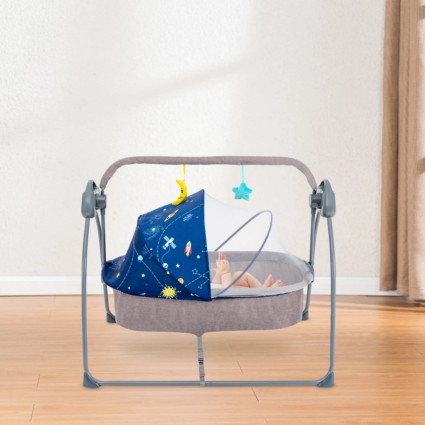 Bymaocar Electric Baby Cradle Swing With Remote Control Auto Rocking
