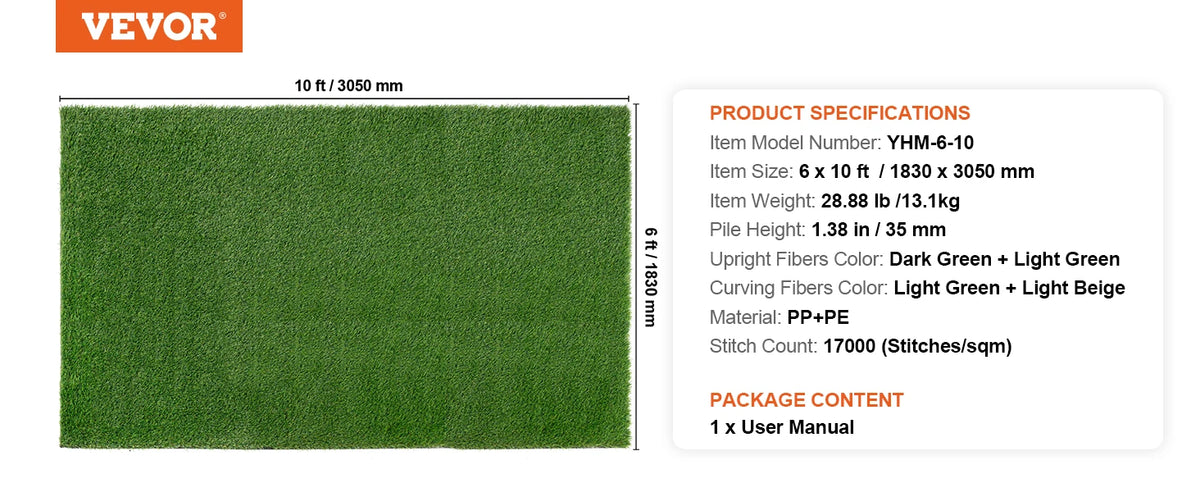Artificial Grass Rug With Drainage Holes For Outdoor Decor