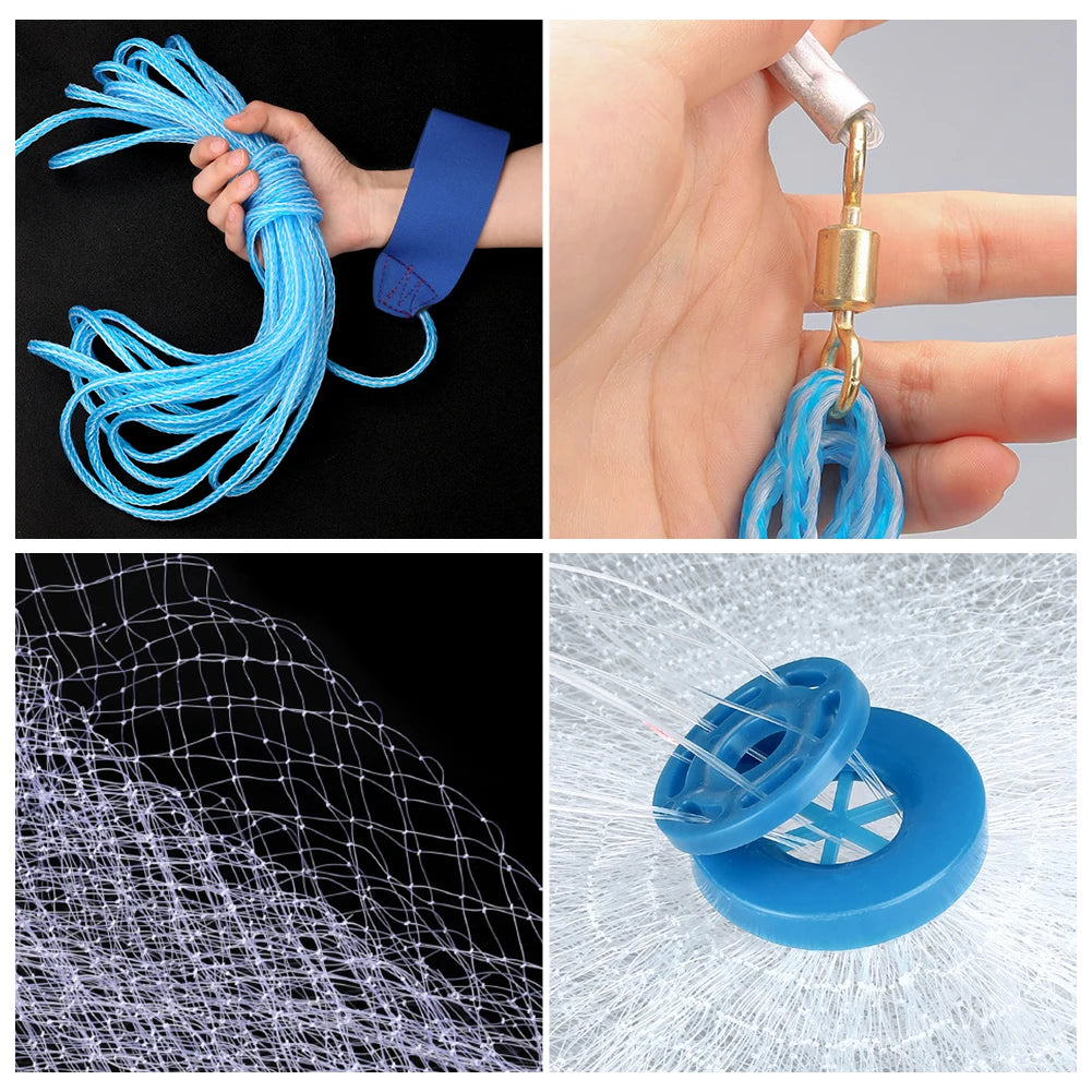 Premium Throw Cast Net With Aluminum Sinkers For Fishing