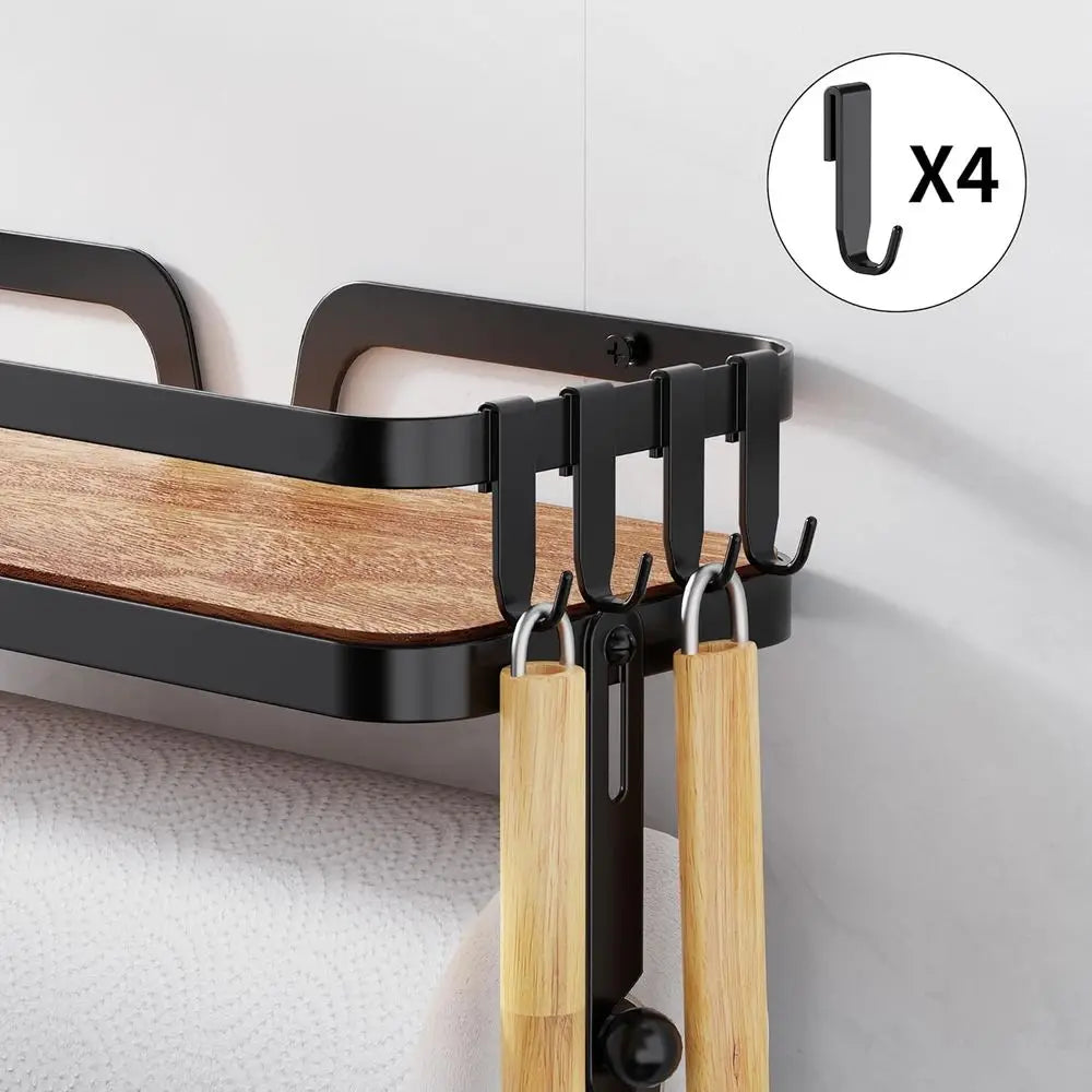 Wall Mount Kitchen Paper Towel Holder With Four Hooks