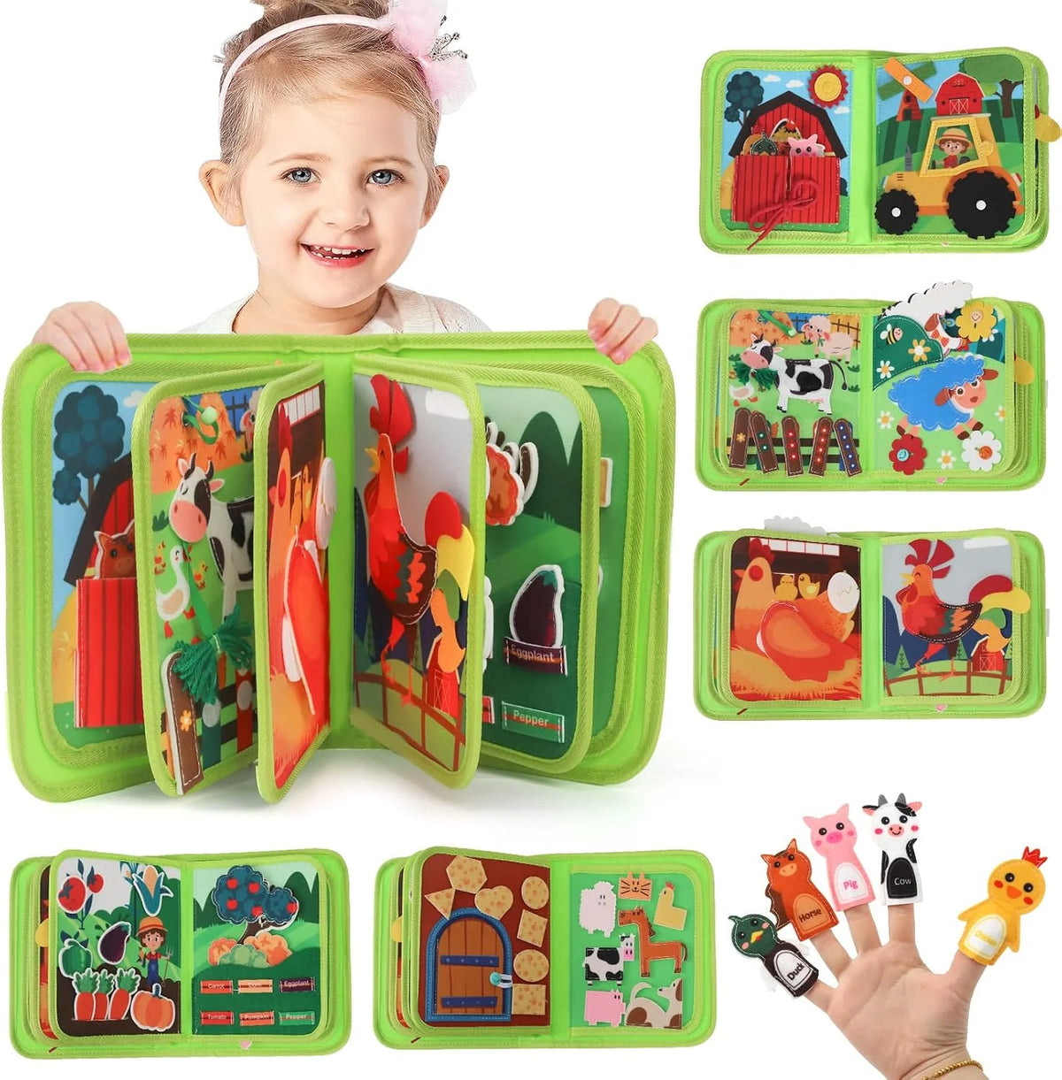 Montessori Farm Busy Book Educational Sensory Activity Toy For Toddlers