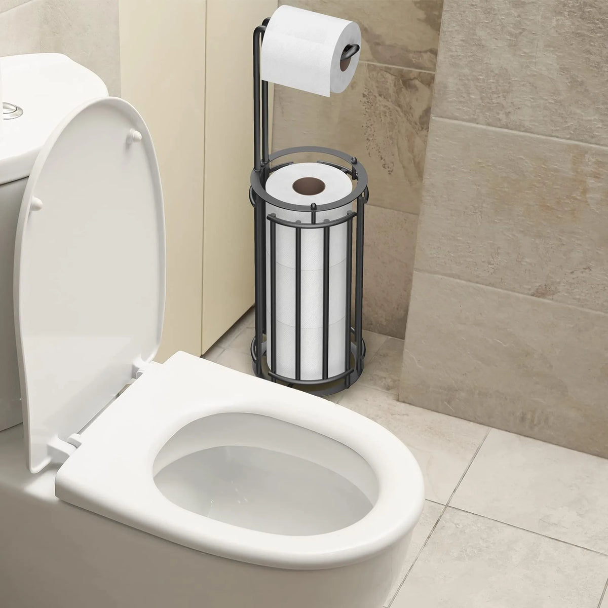 Rust Resistant Tool Free Freestanding Toilet Paper Storage Rack