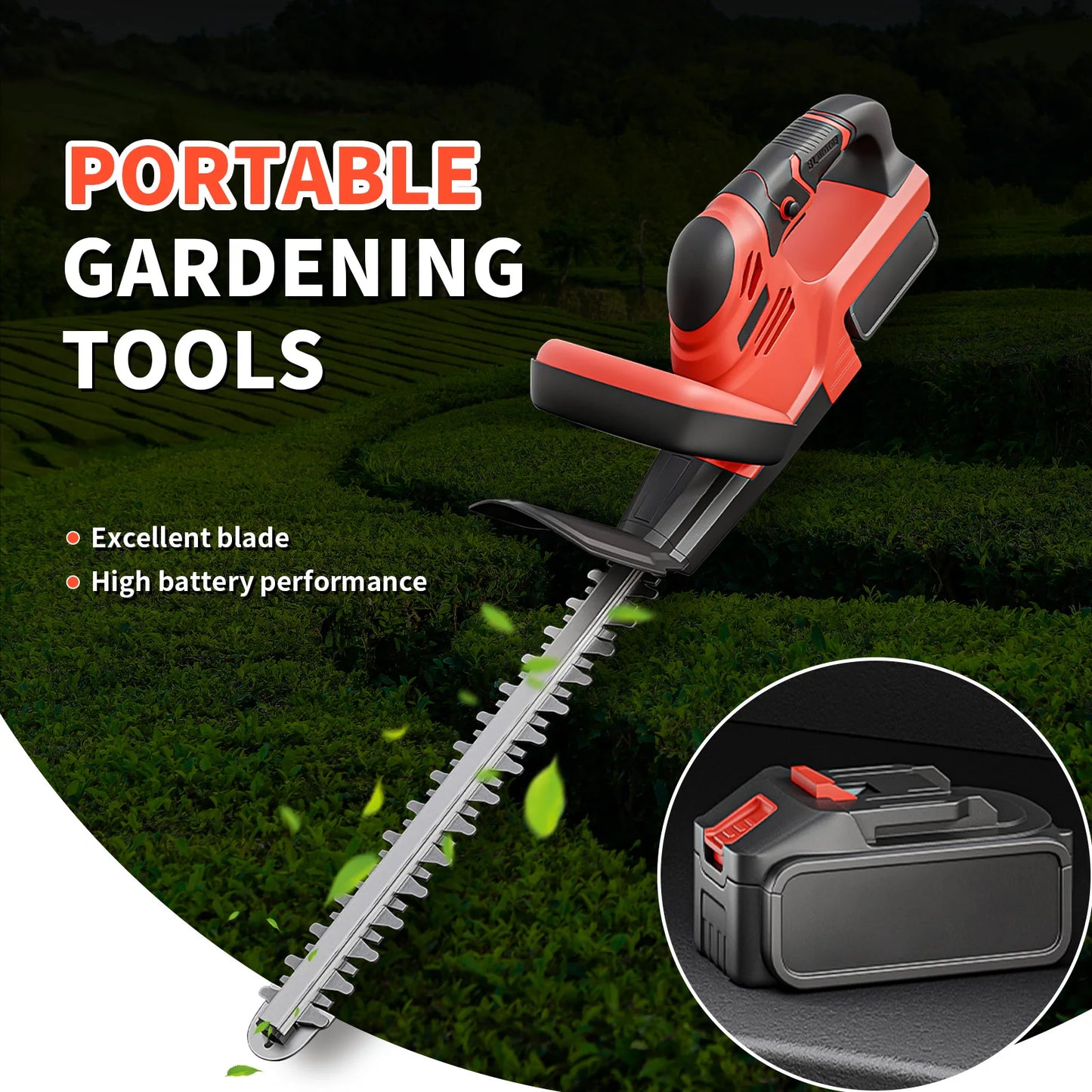 Cordless Hedge Trimmer 22 Inch With 3.0Ah Battery For Yard