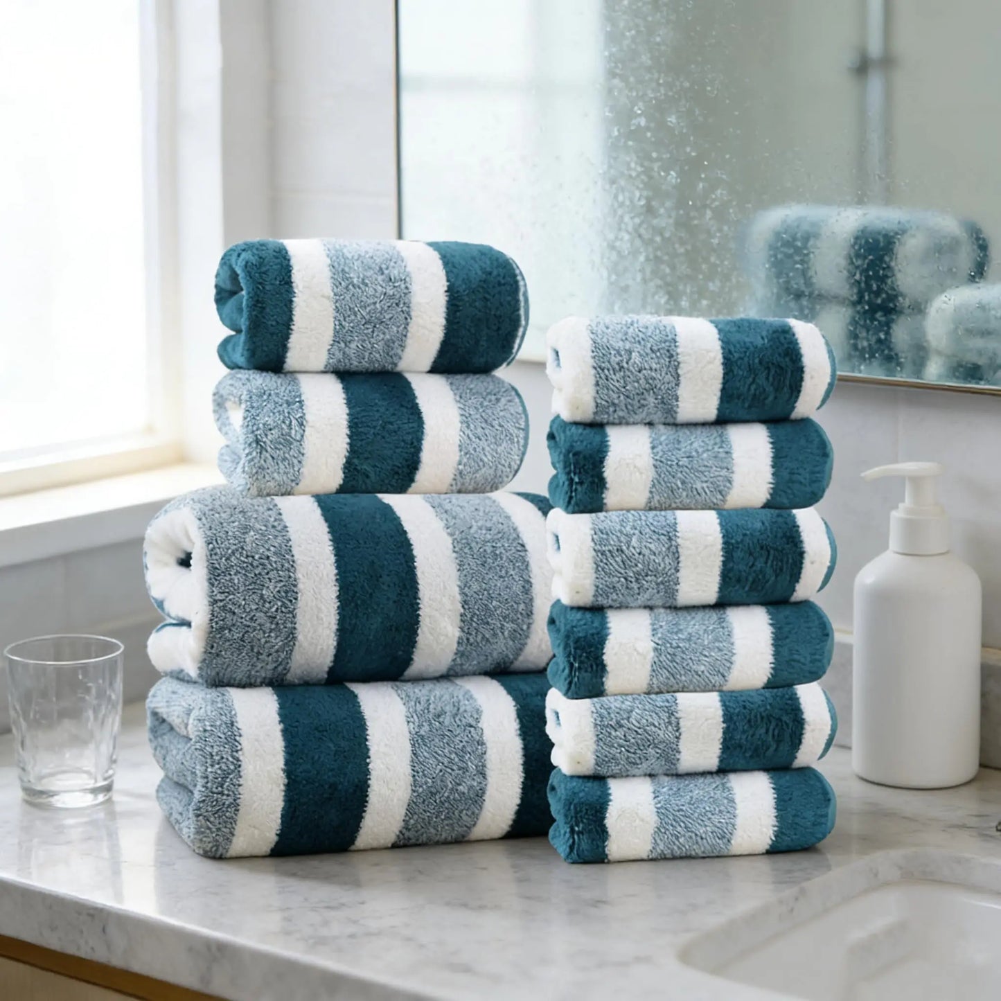 18 Piece Soft Coral Fleece Towel Set For Home Use
