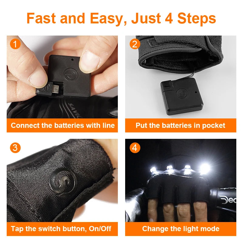 Daywolf LED Light Touch Screen Gloves For Night Sports