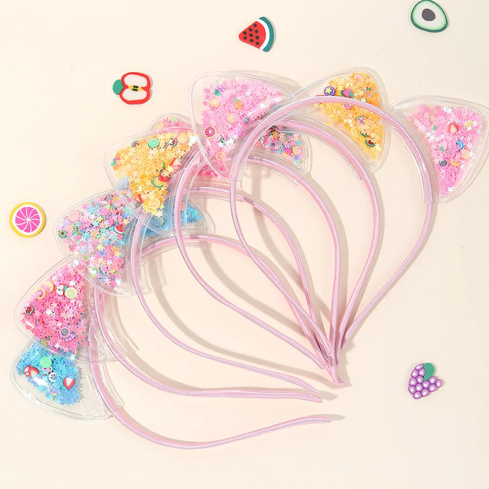 Shining Sequin Cat Ear Headbands For Kids Princess Hair Accessories
