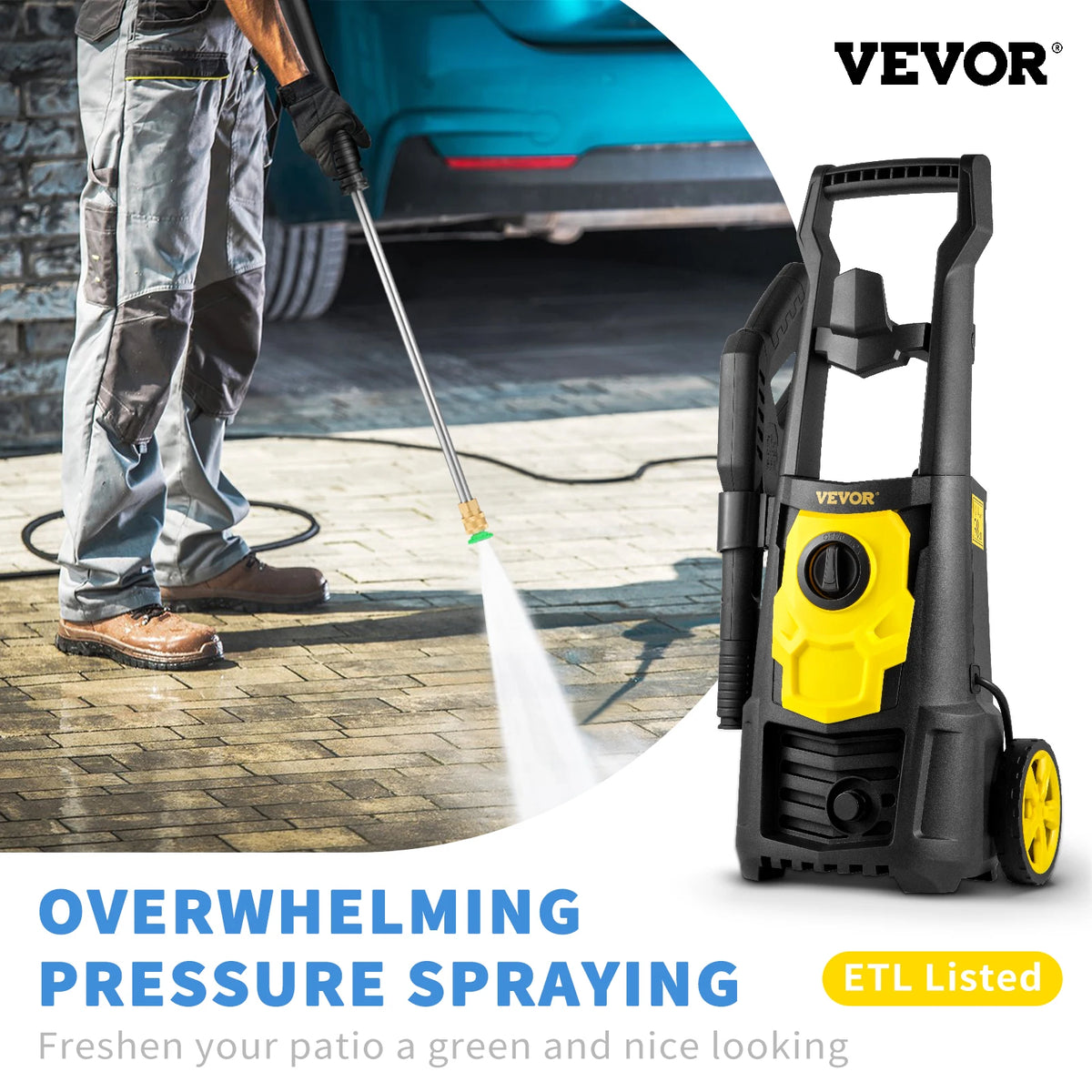 VEVOR 1500W High Pressure Car Washer With Spray Gun