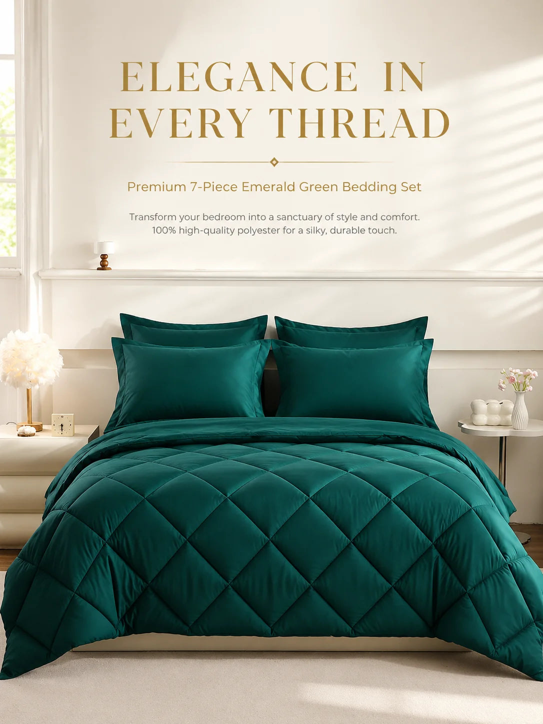 EasYum Brushed Polyester Quilted Bedding Set With Comforter And Sheets
