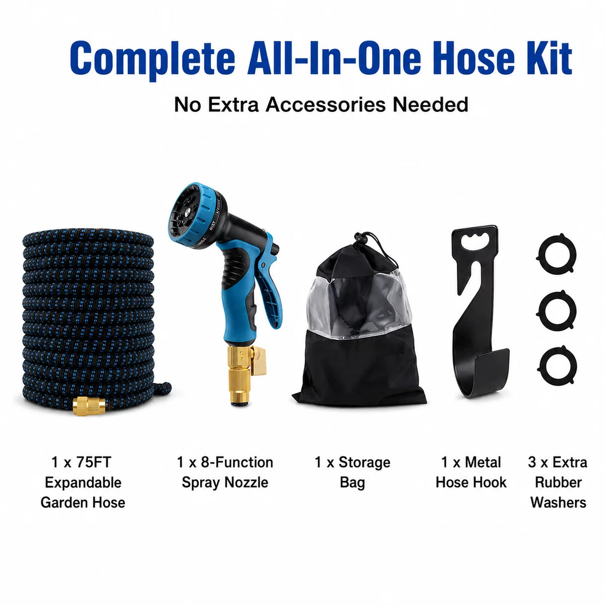 Heavy Duty Expandable Garden Water Hose With Eight Spray Modes