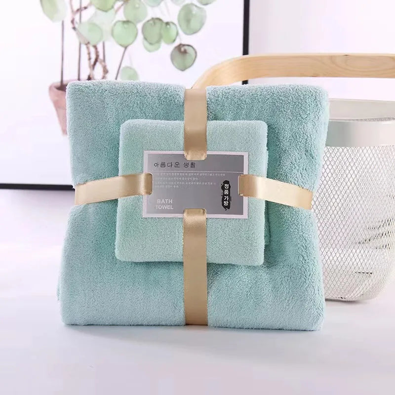 Premium Coral Velvet Bath Towel Set Highly Absorbent Quick Dry