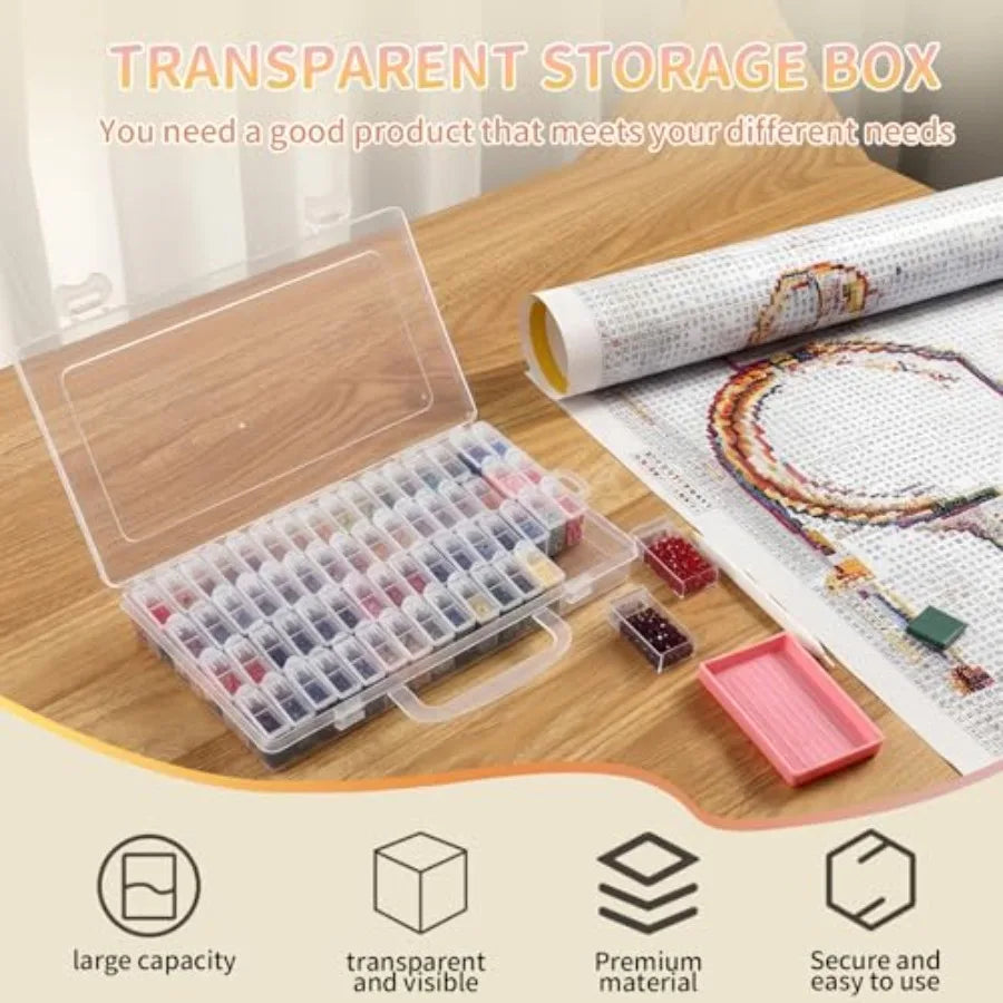 Diamond Painting Tool Box 64 Grids Storage With Adjustable Dividers