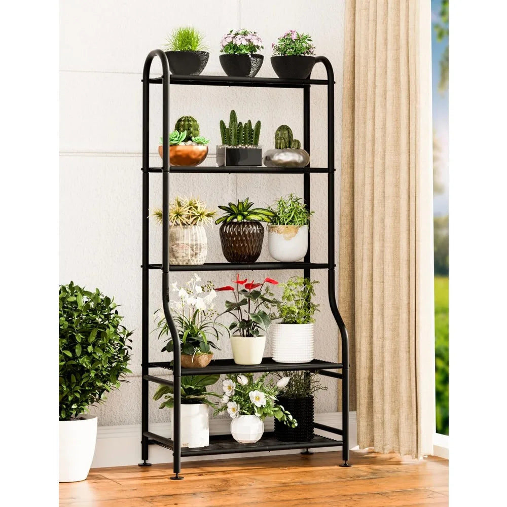 NBVCX 5 Tiered Tall Metal Plant Stand With Wall Kit