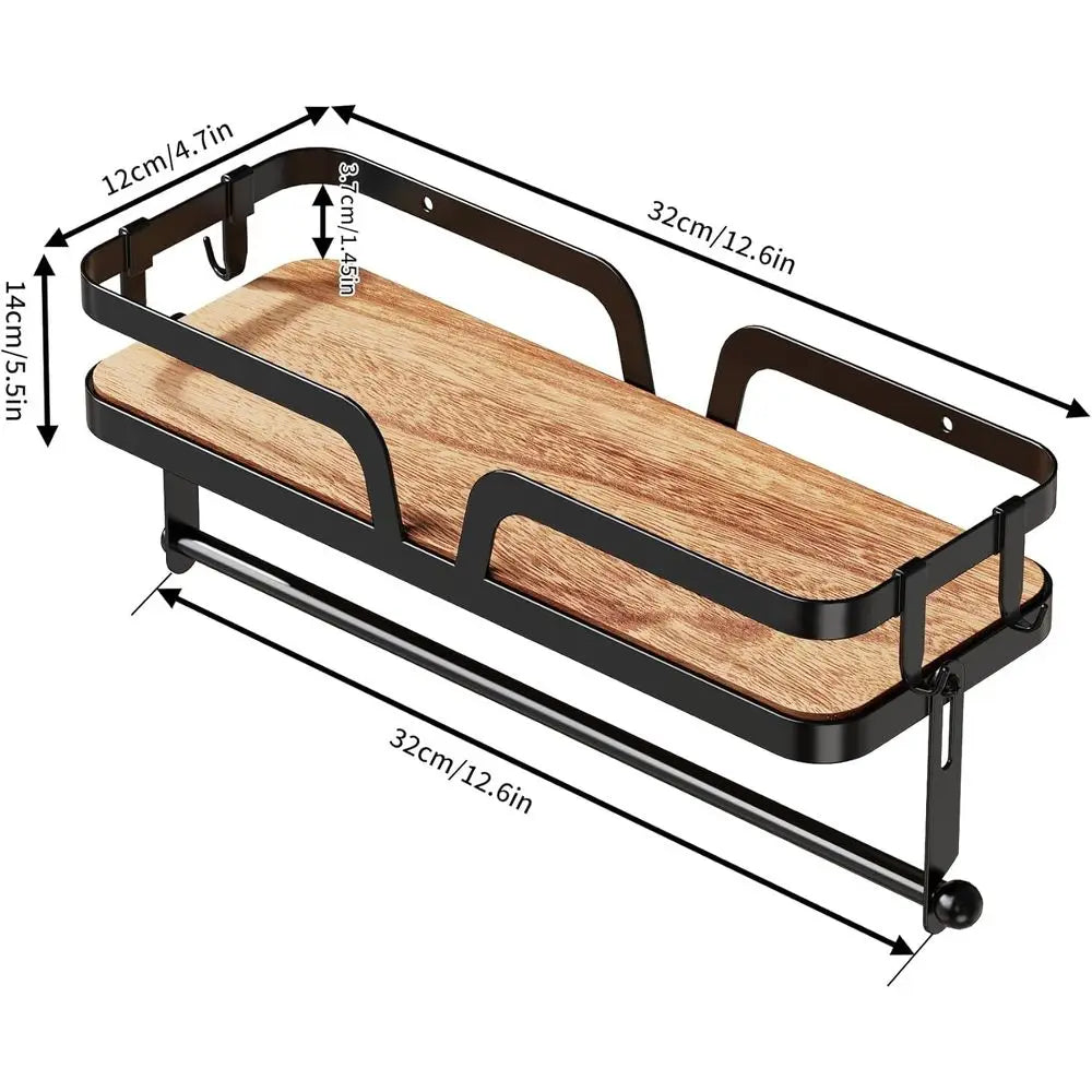 Wall Mount Kitchen Paper Towel Holder With Four Hooks