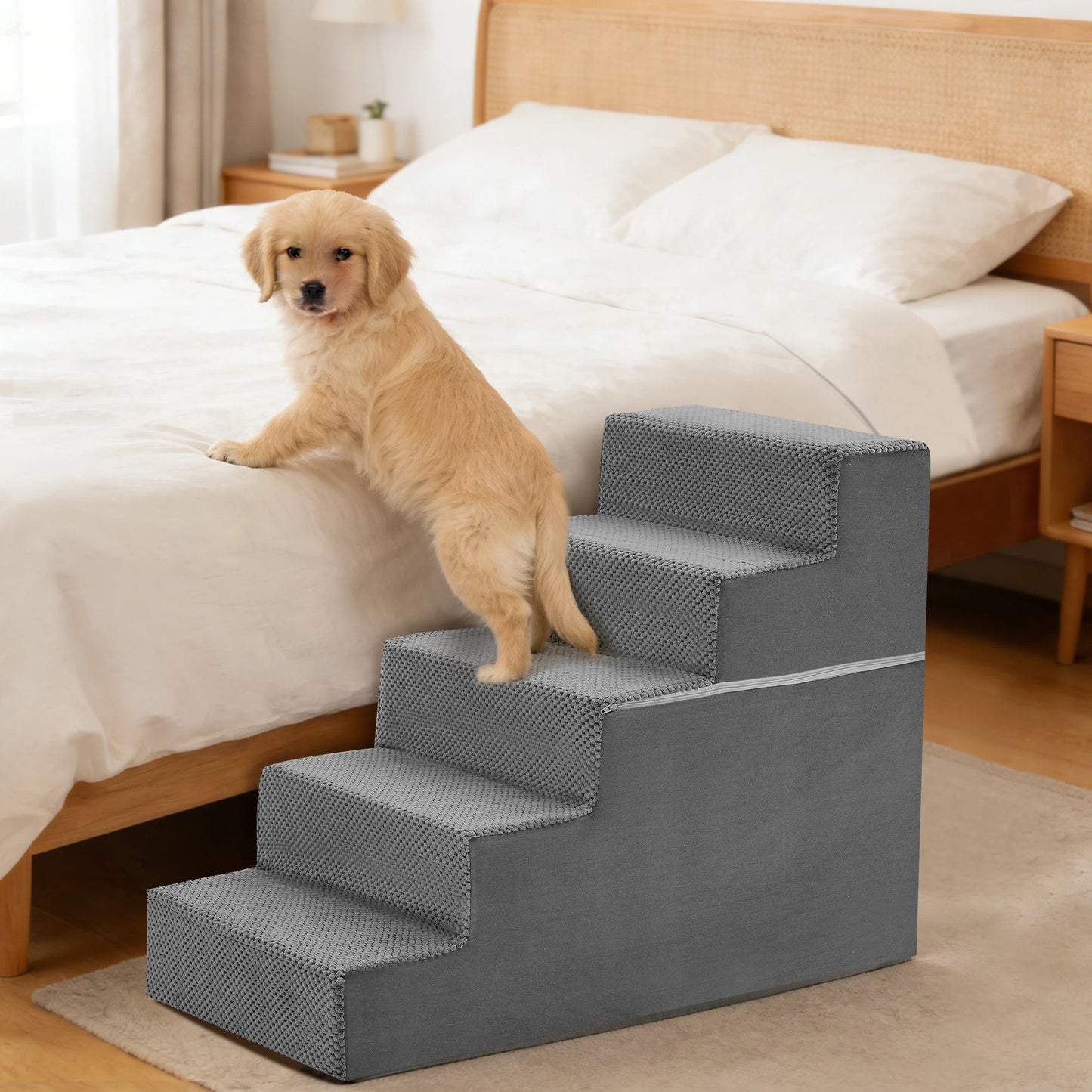 Heavy Duty Foam Dog Stairs Ramp With Non Slip Design