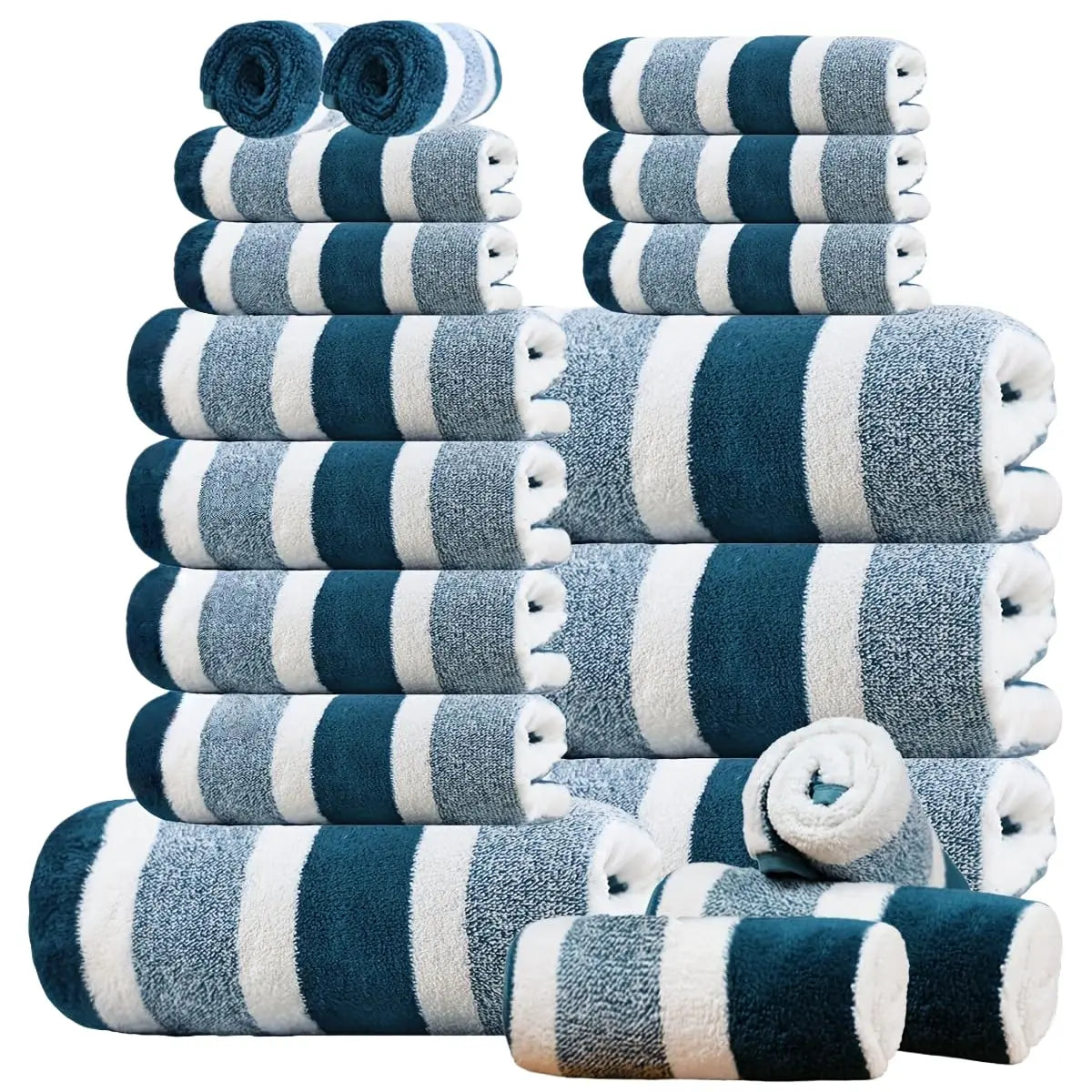 18 Piece Soft Coral Fleece Towel Set For Home Use