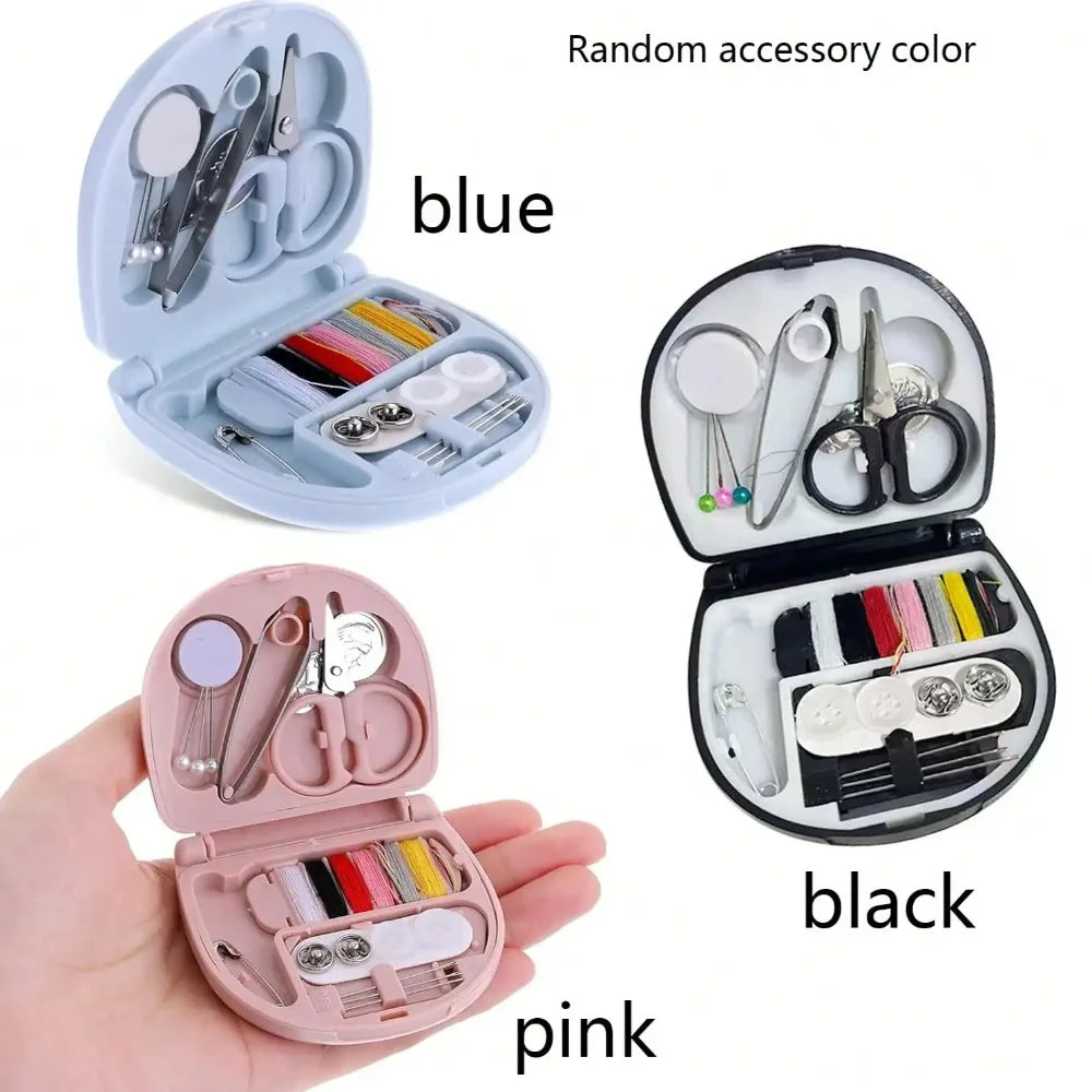 Adorable Pink Compact Sewing Kit For On The Go Repairs Plastic Tool Set