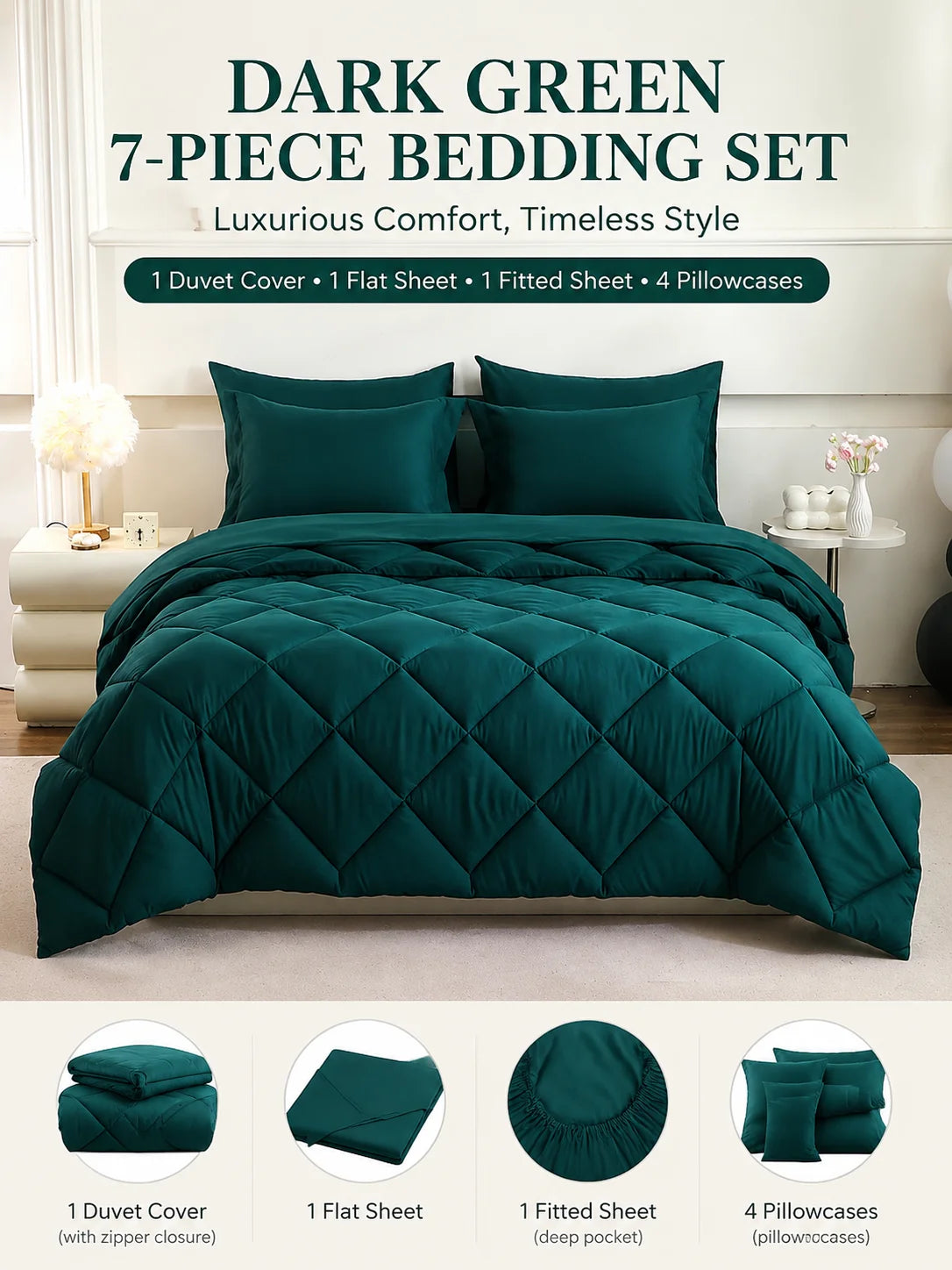 easYum Brushed Polyester Bedding Set With Comforter And Sheets