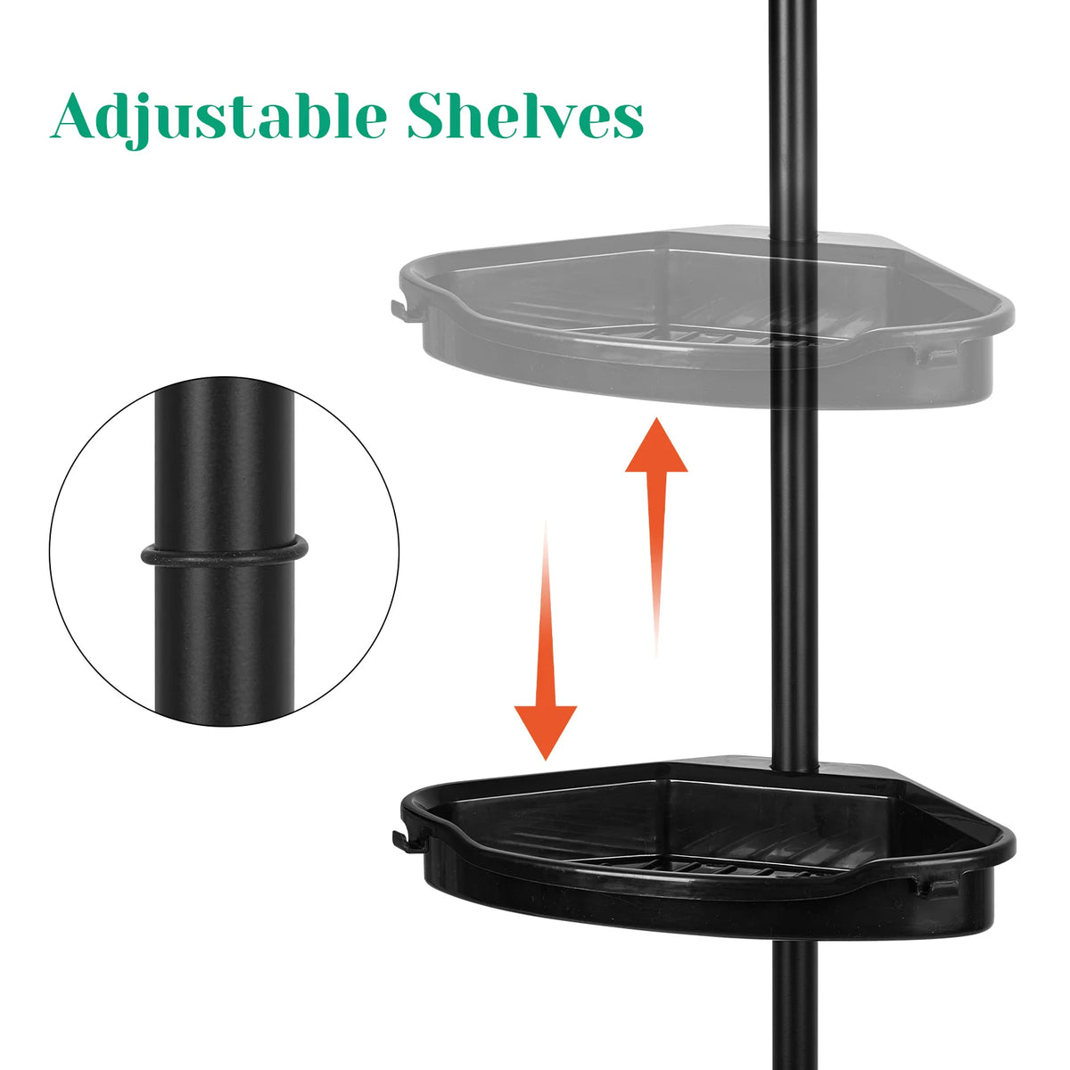 HiMiss Corner Shower Caddy With Adjustable Tension Bathroom Organizer