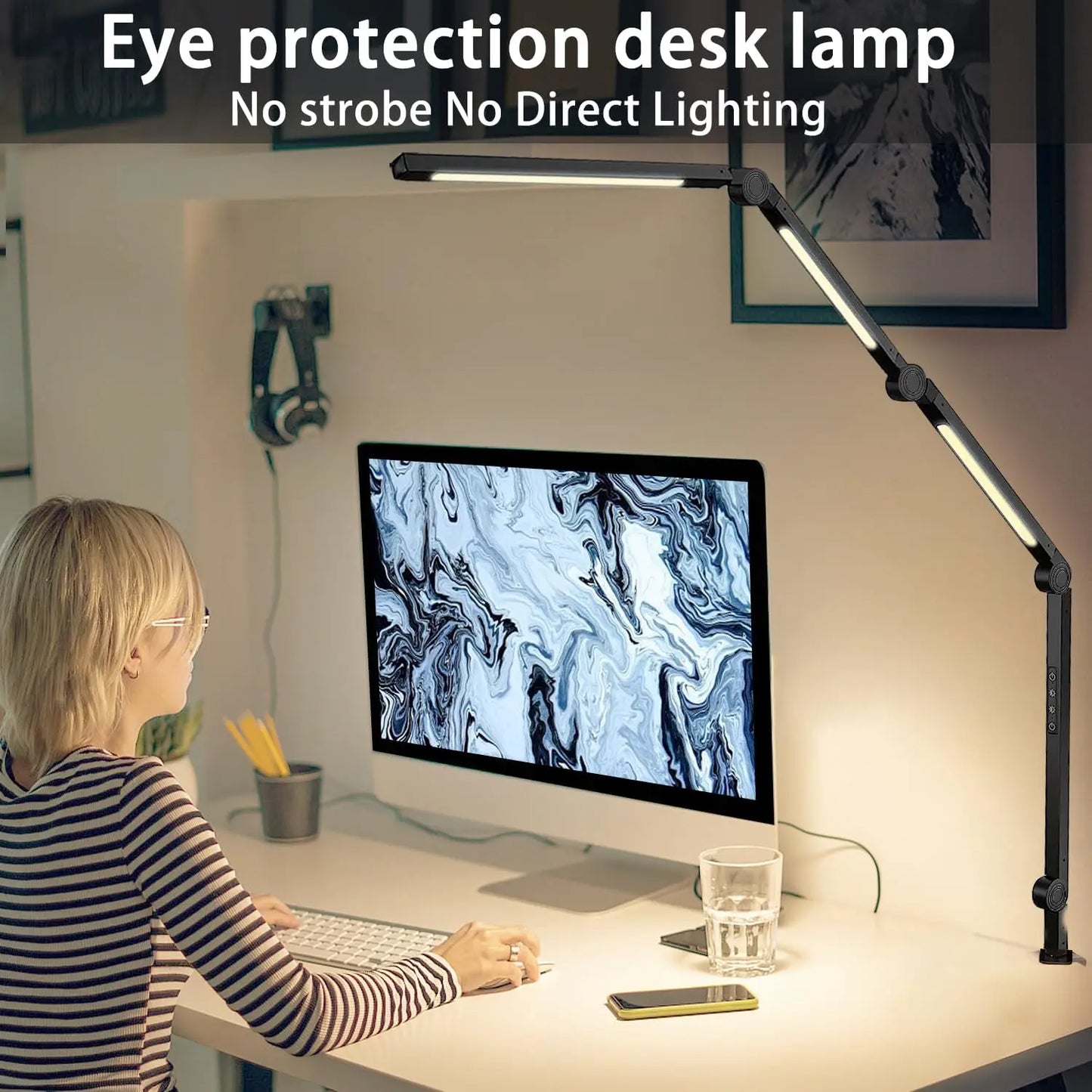 Modern LED Desk Lamp With Flexible Swing Arm Touch Controls