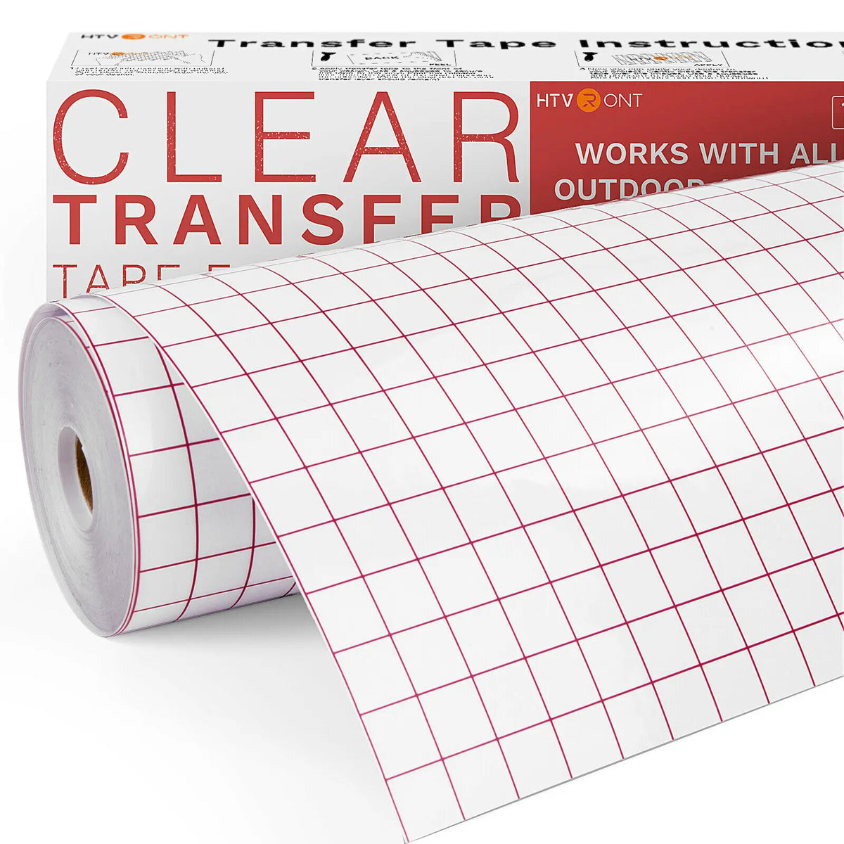 HTVRONT Clear Vinyl Transfer Tape With Alignment Grid For Decals