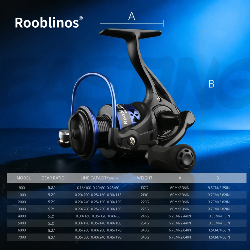 Rooblinos Easting Spinning Reel 5.2 To 1 Gear Ratio 12BB