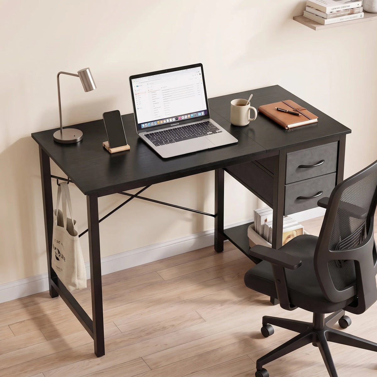 MCQ Standing Office Desk With Storage Drawers And Side Hooks