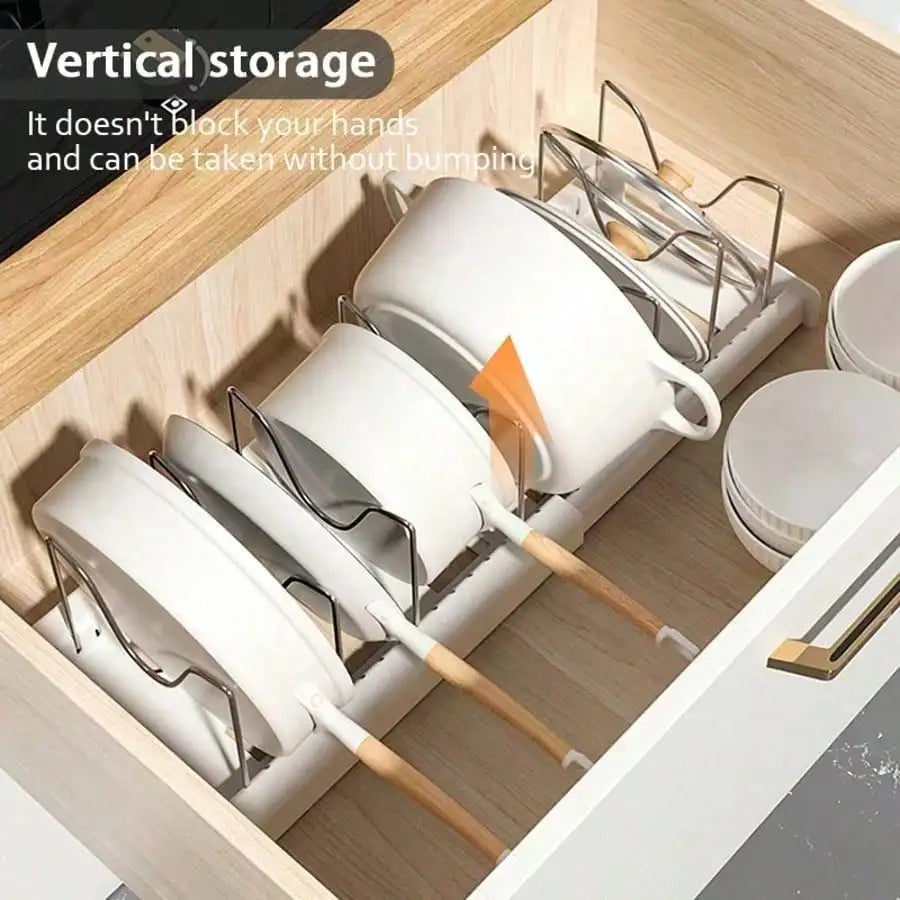 Heavy Duty Stainless Steel Pot Lid Organizer Rack With 8 Compartments