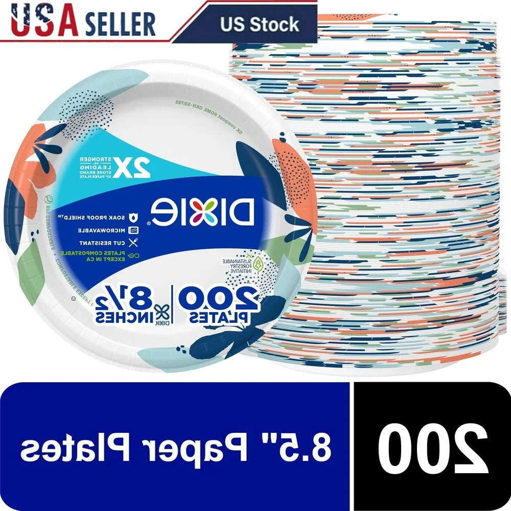 Compostable Disposable Paper Plates Durable Microwave Safe Party Tableware