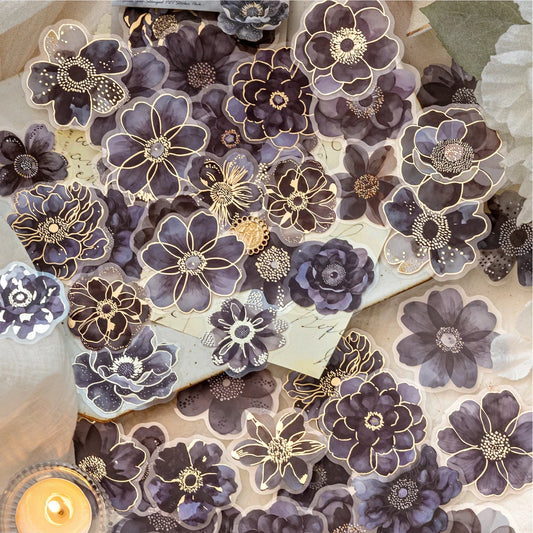Hot Stamped Flower Stickers for Junk Journals and Scrapbooking Decor