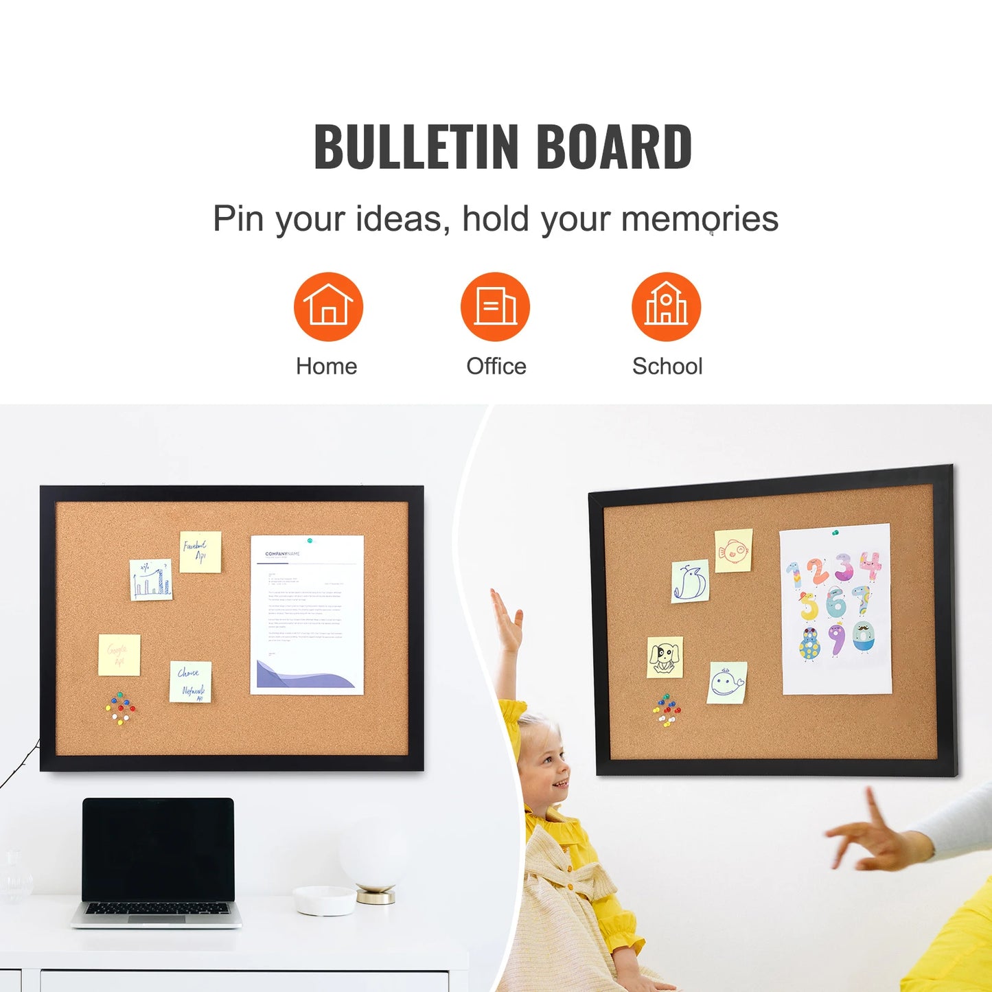 SucceBuy Premium Cork Bulletin Board With Wooden Frame