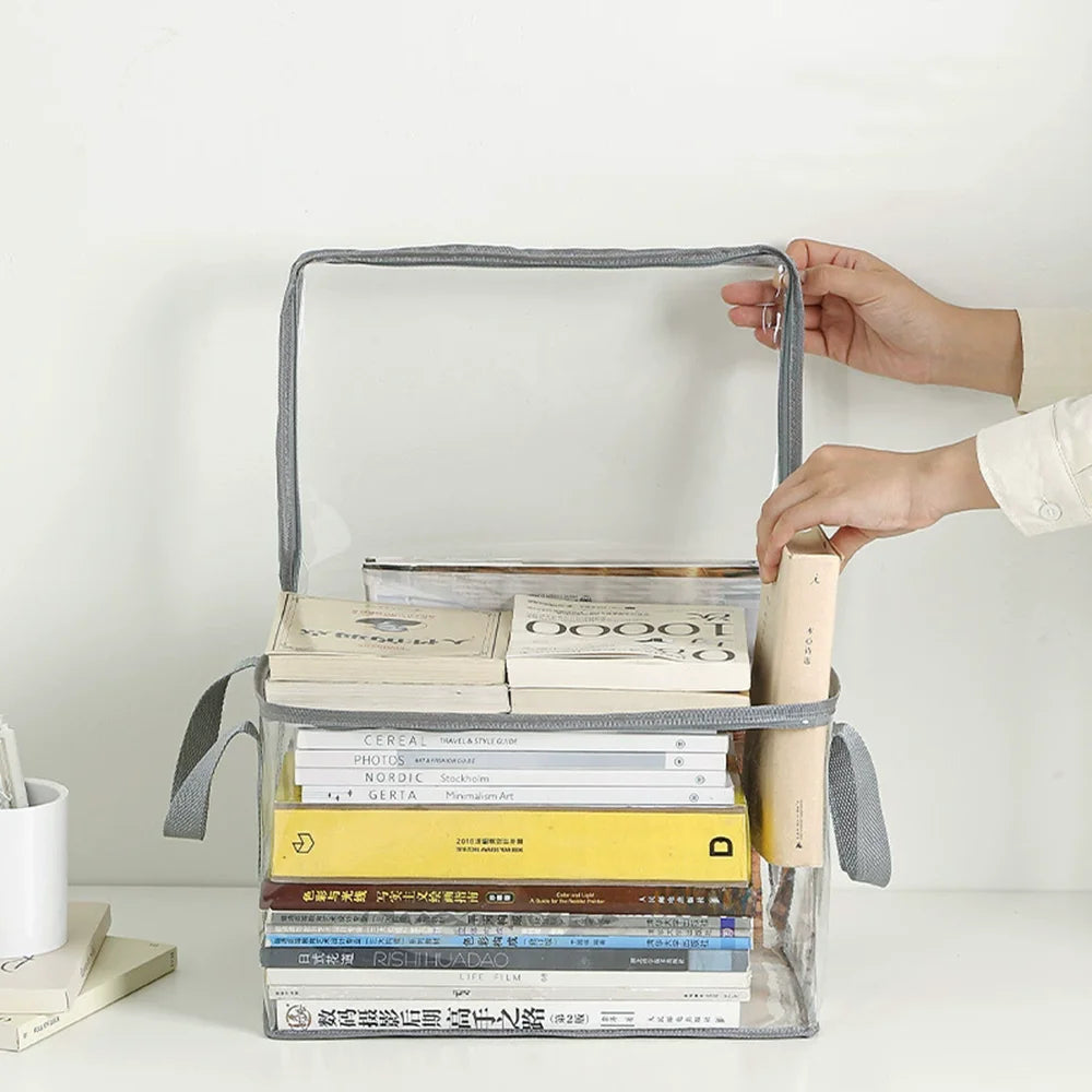 Foldable Transparent Storage Organizer Box For Books Home Office