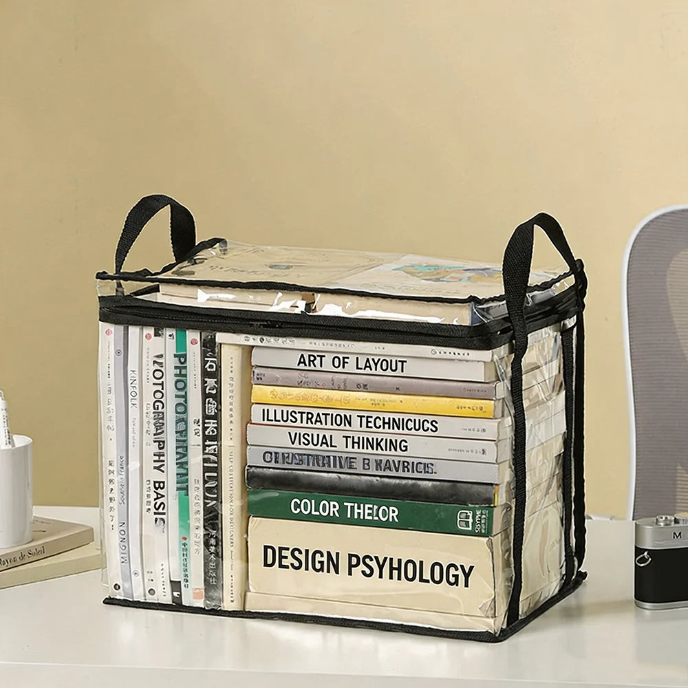 Foldable Transparent Storage Organizer Box For Books Home Office