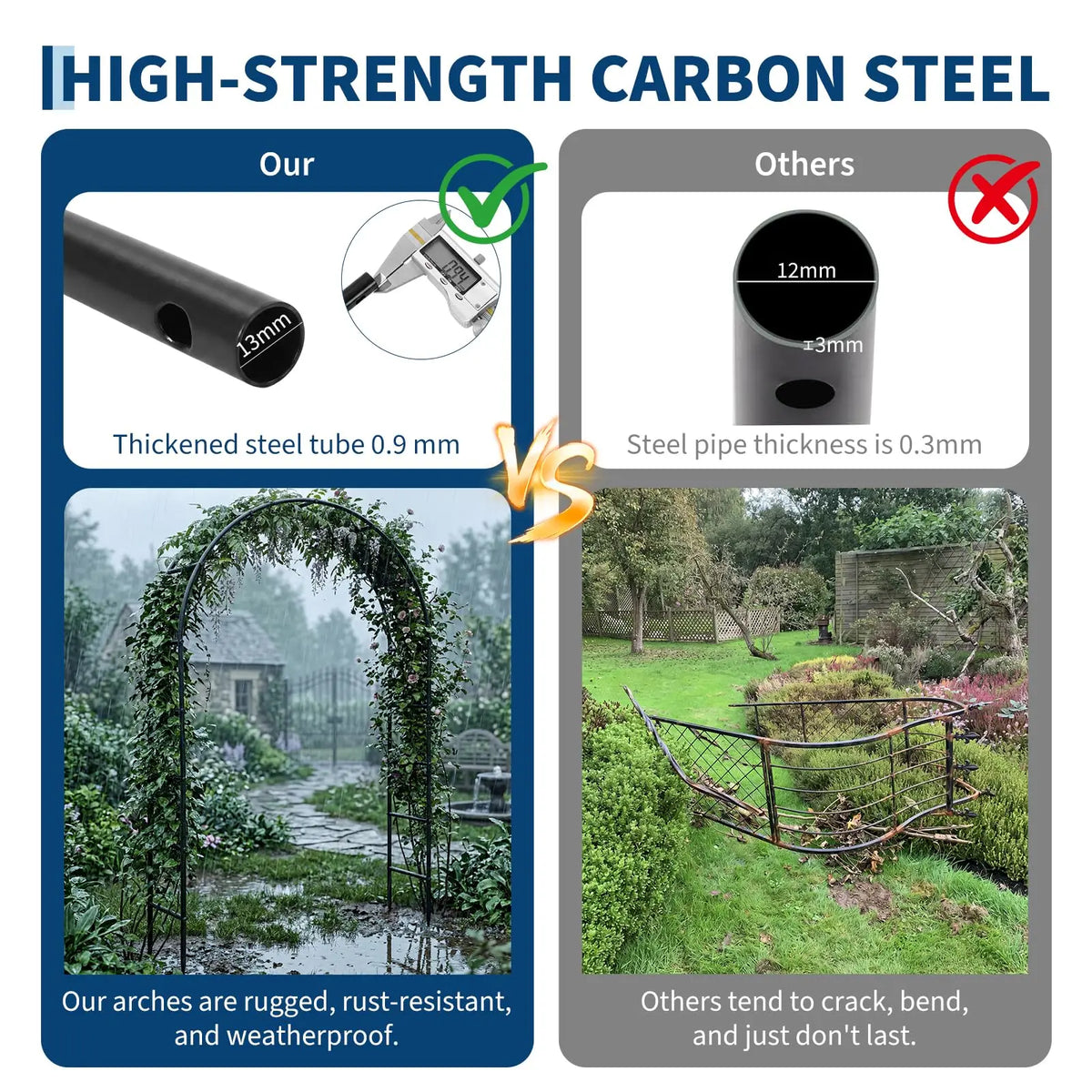 HiMISS Heavy Duty Steel Garden Arbor Trellis for Climbing Plants
