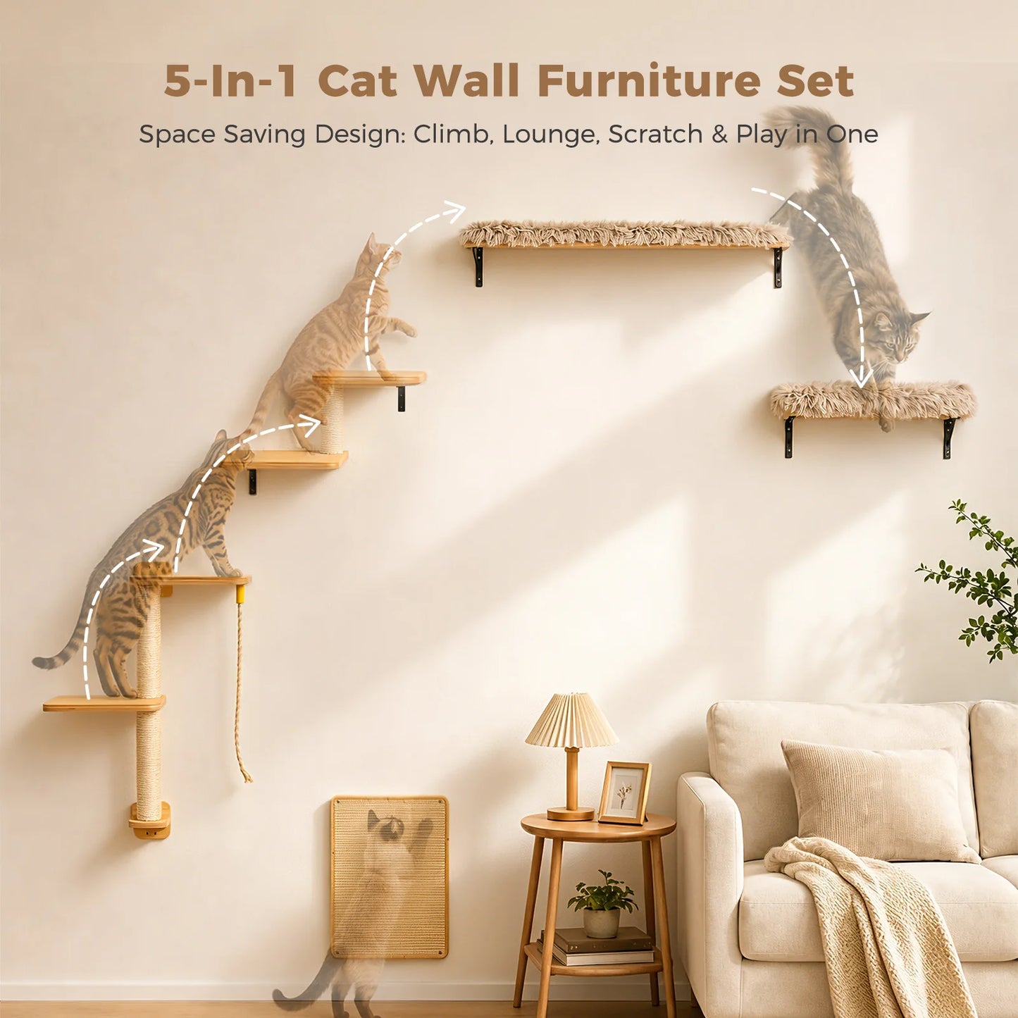 Pawz Road Wooden Cat Wall Climbing Shelves Sisal Scratching Posts
