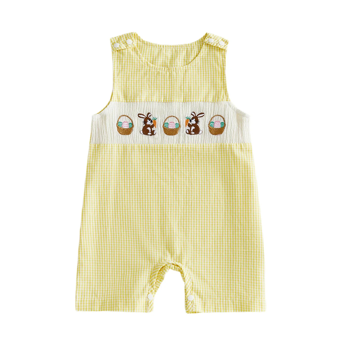 Soft Cotton Embroidered Baby Romper Button Up Summer Jumpsuit