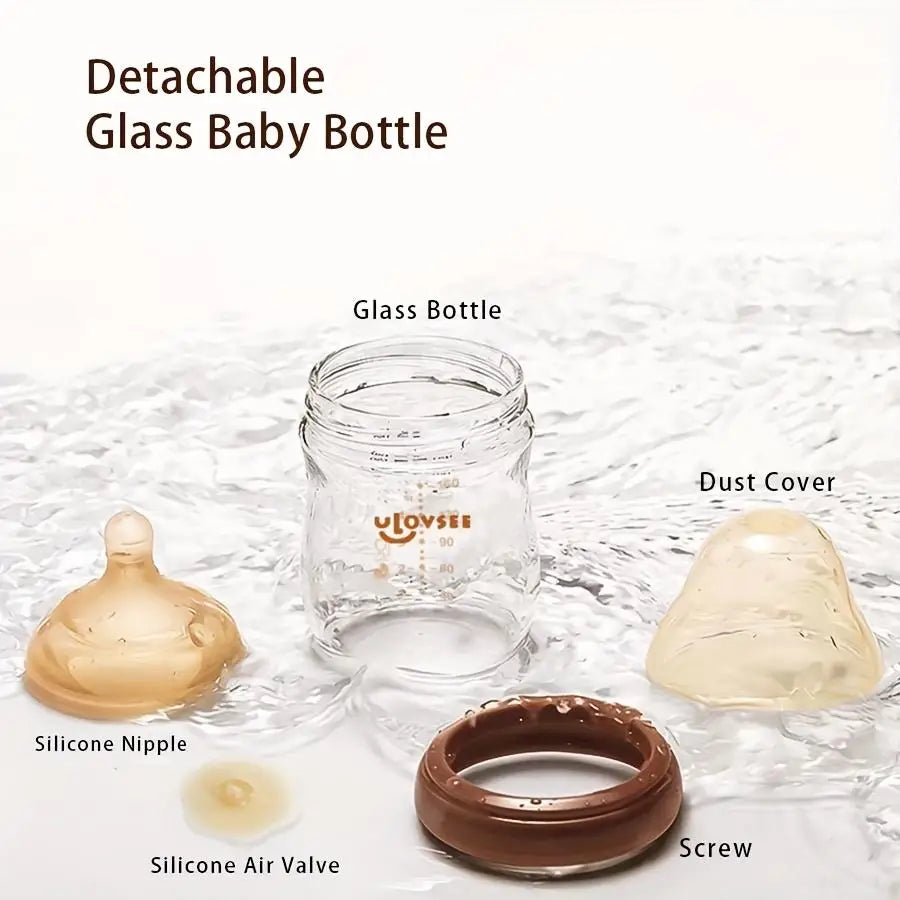 High Borosilicate Glass Baby Bottle Wide Neck Feeding Bottle Valve