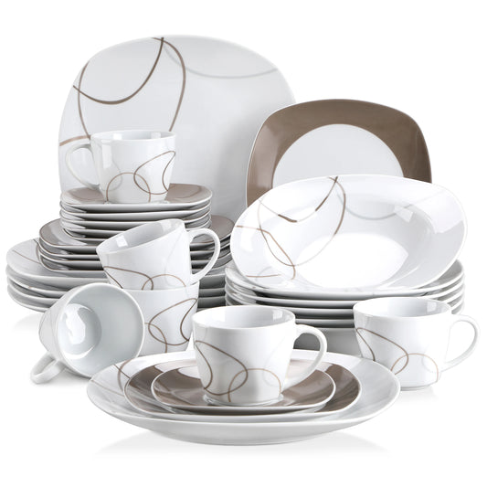 Malacasa Porcelain Ceramic Dinnerware Set For Elegant Table Settings