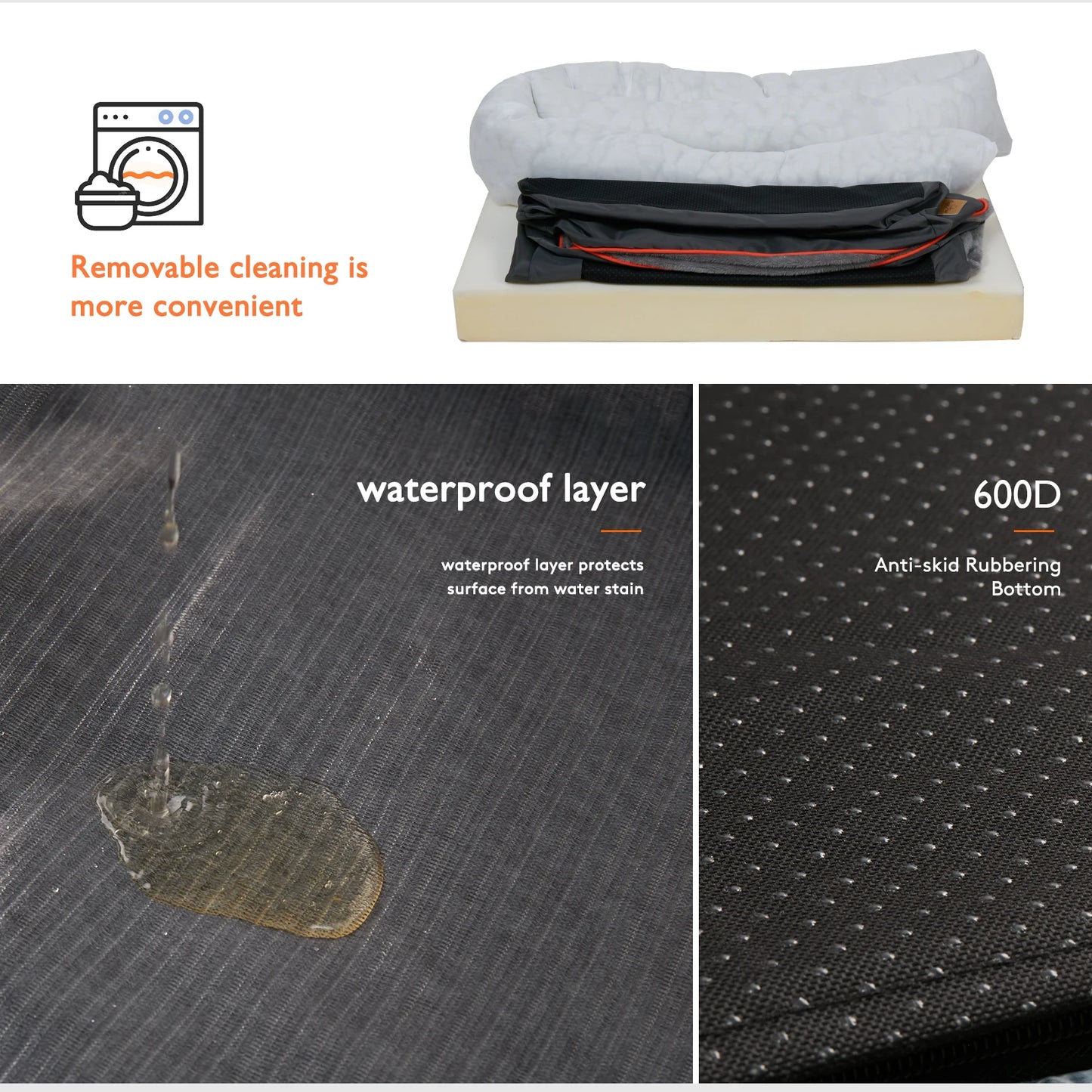 Bingopaw Large Soft Anti Allergy Washable Dog Bed With Removable Cover